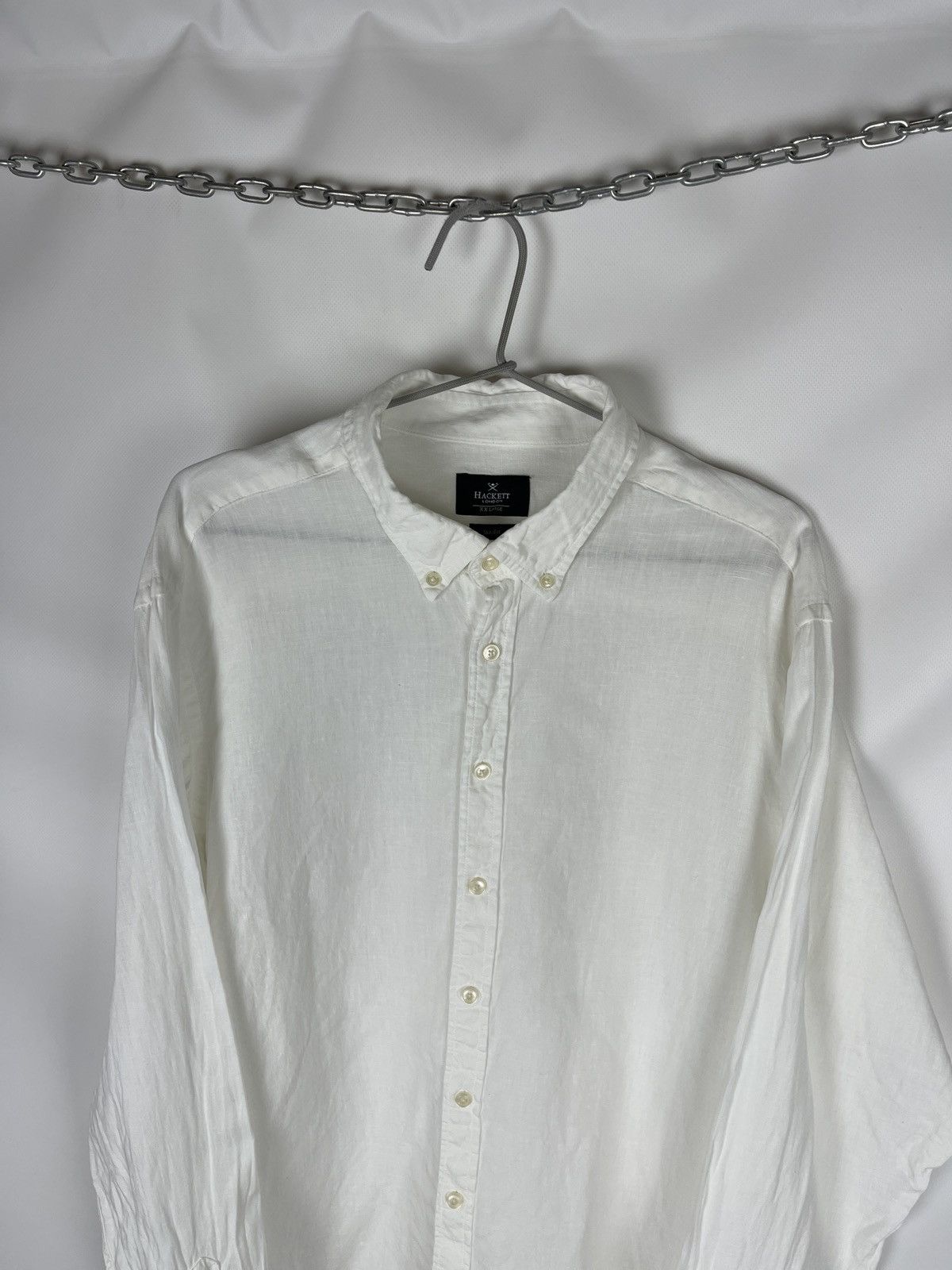Hackett Hackett London Yarn Dyed Linen white Shirt slim fit Size US XXL / EU 58 / 5 - 6 Thumbnail