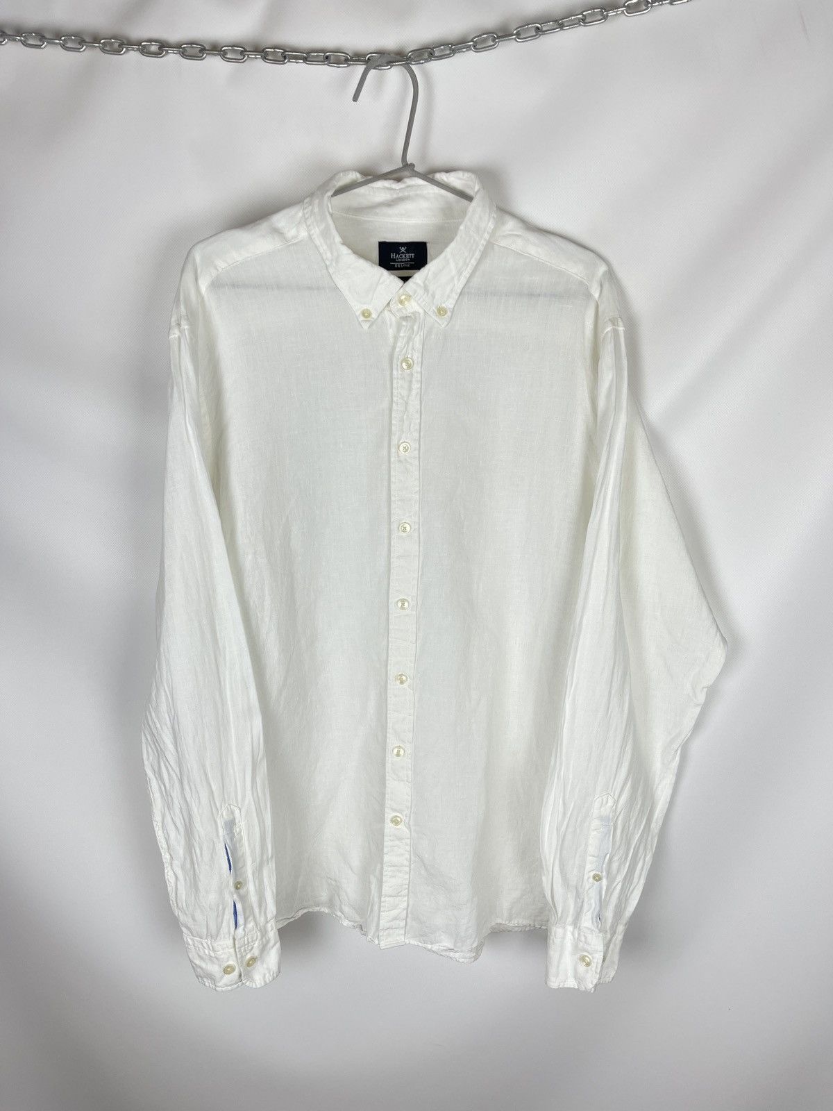 Hackett Hackett London Yarn Dyed Linen white Shirt slim fit Size US XXL / EU 58 / 5 - 1 Thumbnail