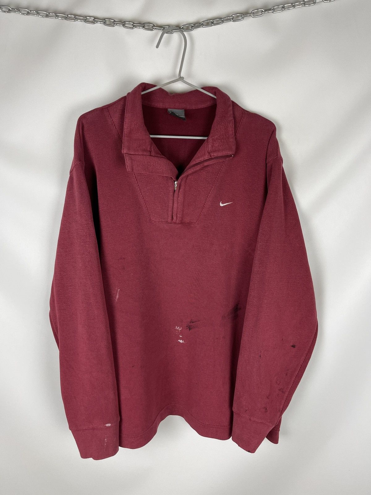 Nike Nike vintage y2k dirty painted 1/4 zip sweatshirt swoosh Size US L / EU 52-54 / 3 - 1 Thumbnail