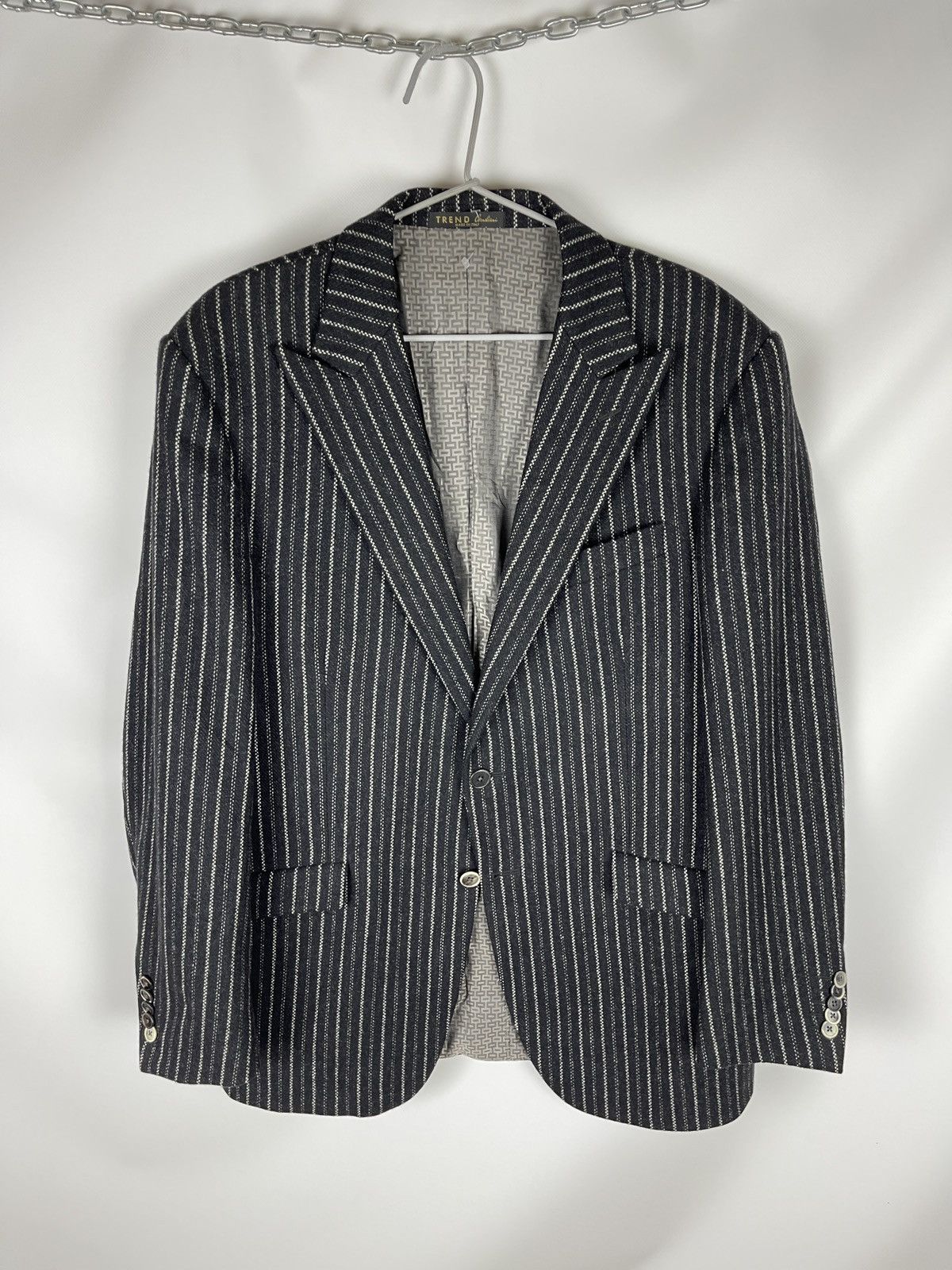 Corneliani Trend Corneliani Cashmere Wool black striped 2 button blazer Size 42R - 1 Thumbnail