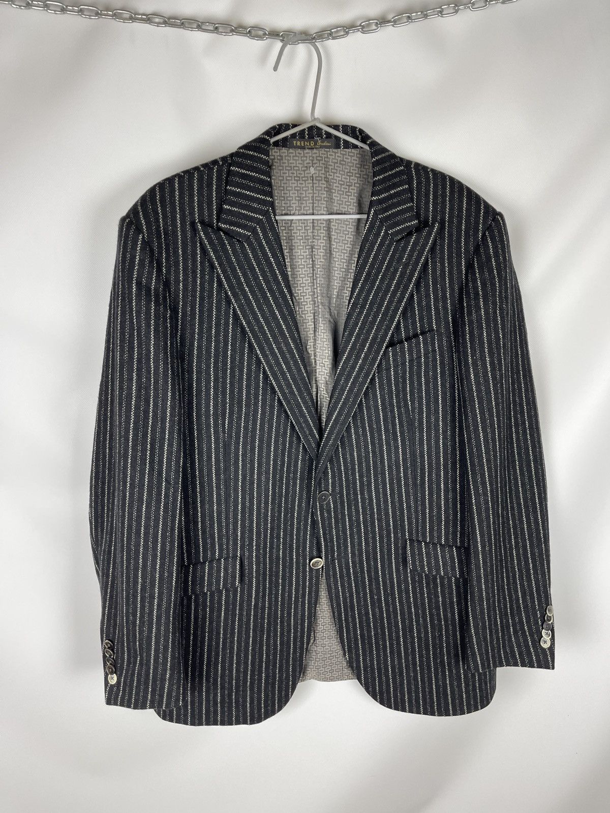 Corneliani Trend Corneliani Cashmere Wool black striped 2 button blazer Size 42R - 4 Thumbnail