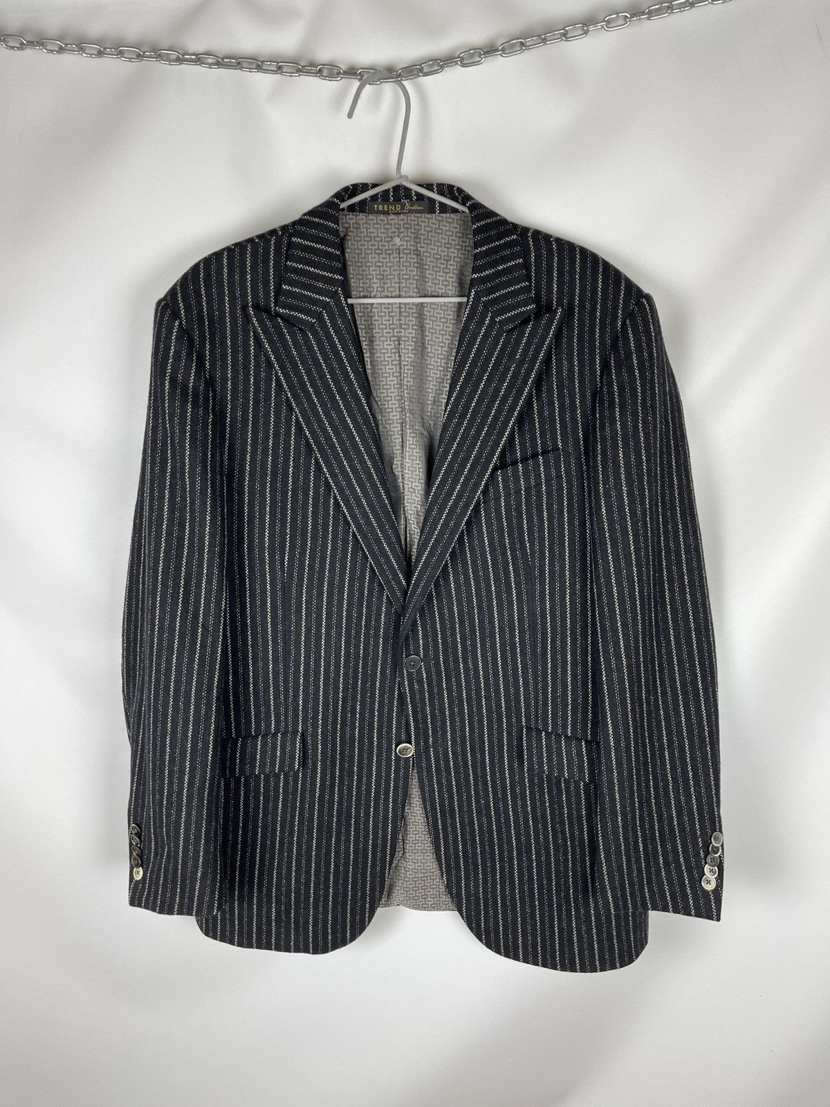 Corneliani Trend Corneliani Cashmere Wool black striped 2 button blazer Size 42R - 2 Thumbnail