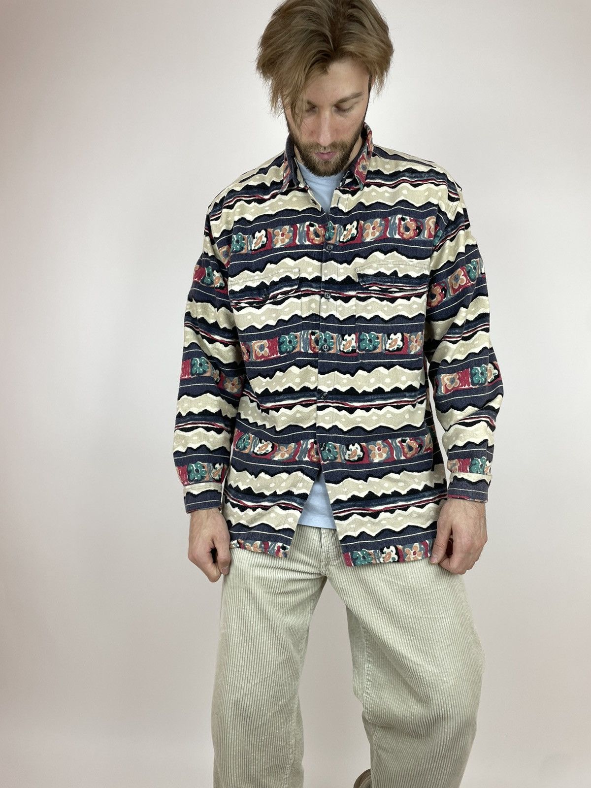 Vintage ADHOC vintage shirt long sleeve Aztec casual Mens size XL Size US XL / EU 56 / 4 - 3 Thumbnail