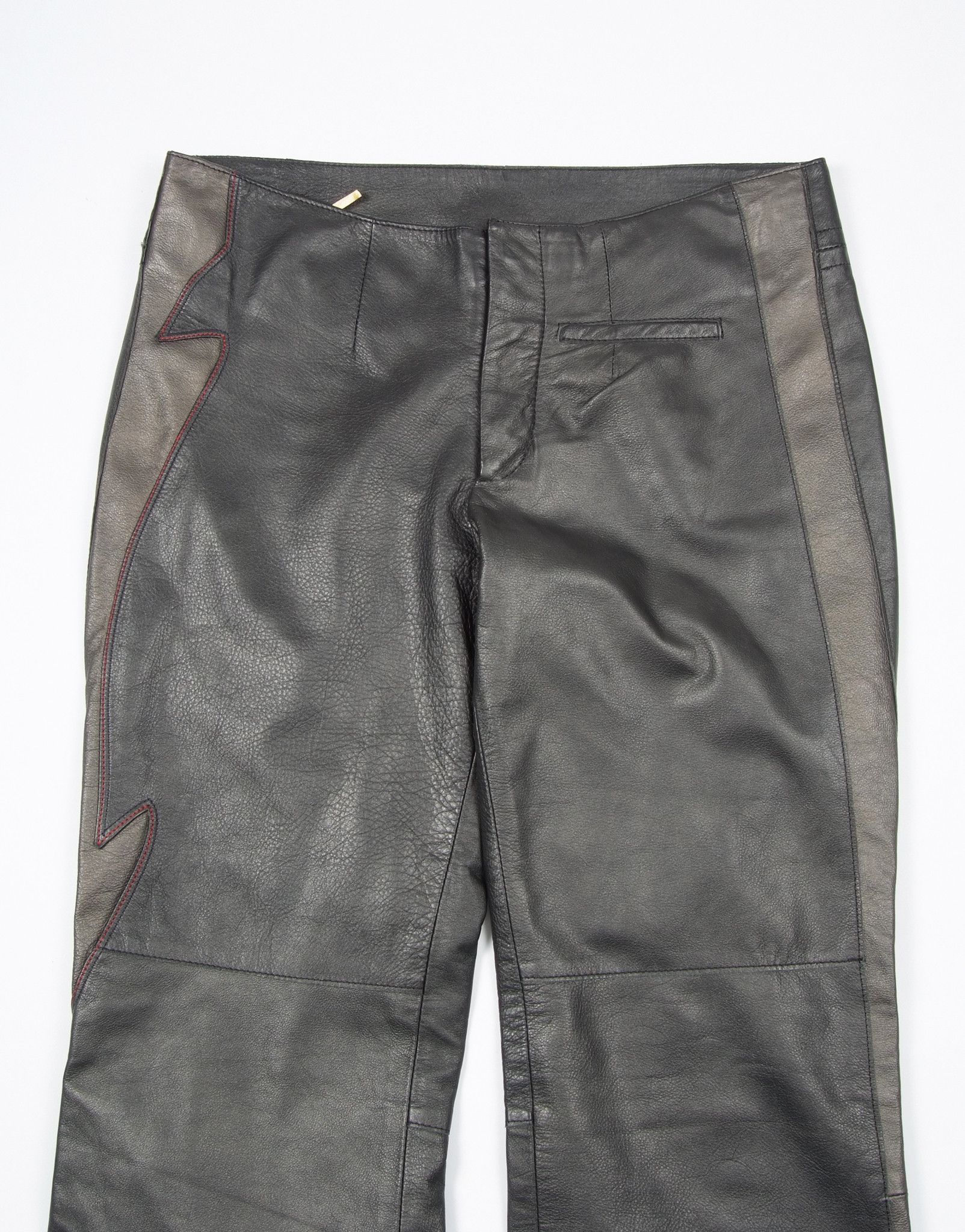 Diesel × Diesel Black Gold × Vintage Vintage Diesel Style Lab Leather Low Rise Black Pants Size 27" / US 4 / IT 40 - 6 Thumbnail