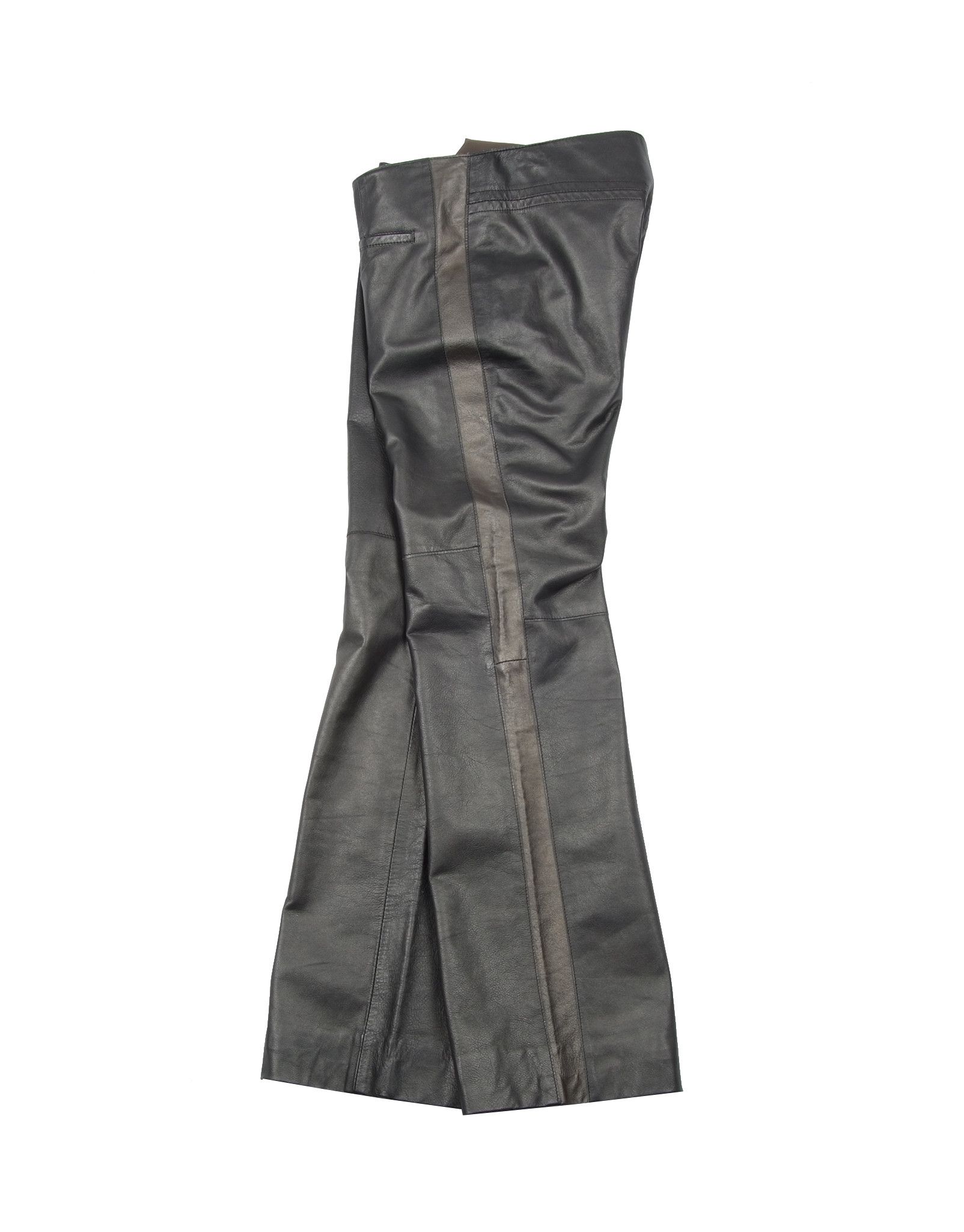 Diesel × Diesel Black Gold × Vintage Vintage Diesel Style Lab Leather Low Rise Black Pants Size 27" / US 4 / IT 40 - 3 Thumbnail