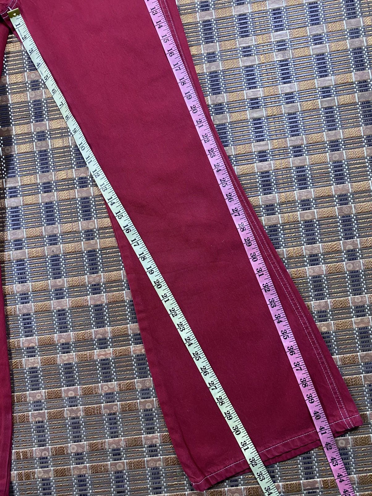 Japanese Brand × Vintage Vintage Red Flare Denim By Et Botte Paris Size US 29 - 9 Thumbnail