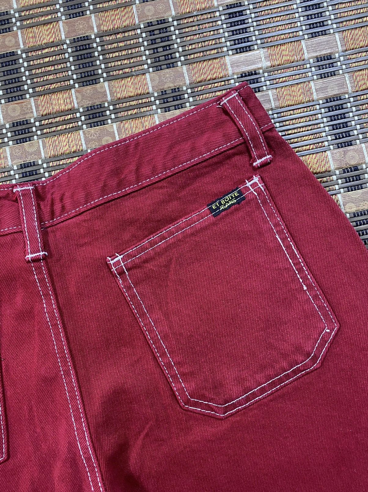 Japanese Brand × Vintage Vintage Red Flare Denim By Et Botte Paris Size US 29 - 4 Thumbnail