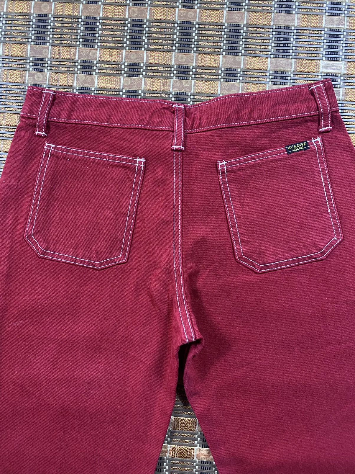 Japanese Brand × Vintage Vintage Red Flare Denim By Et Botte Paris Size US 29 - 3 Thumbnail