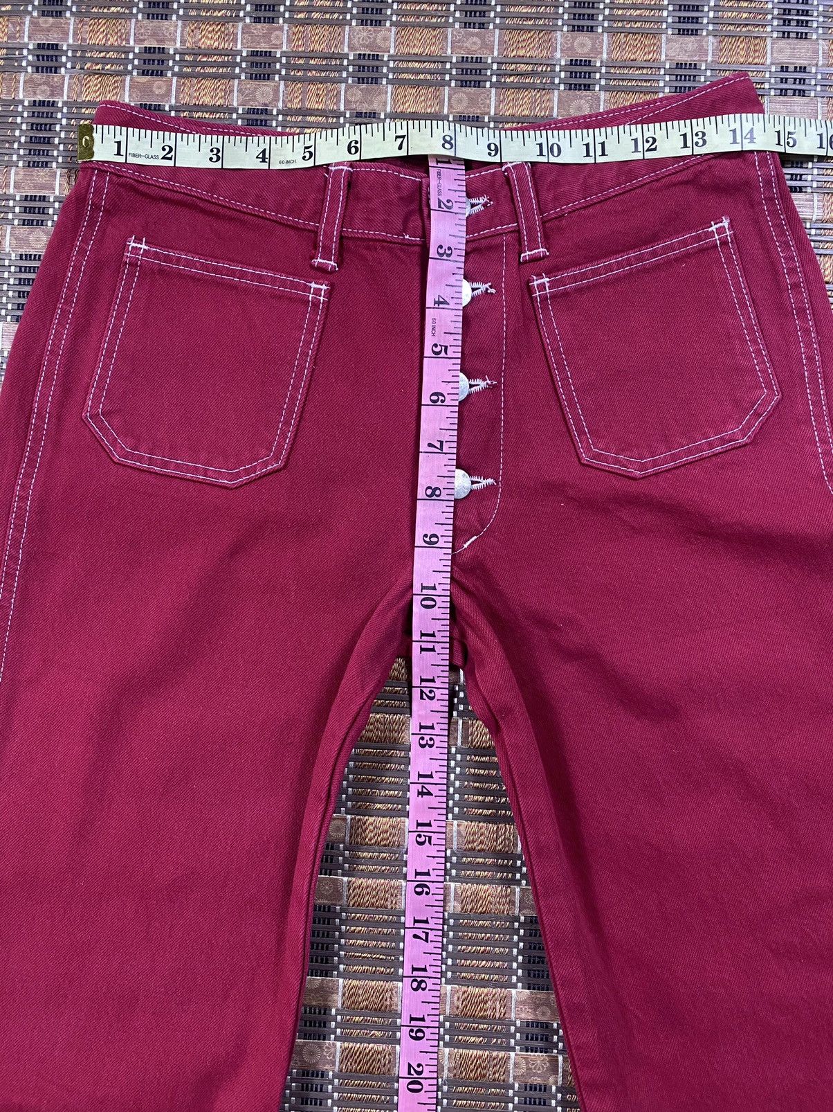Japanese Brand × Vintage Vintage Red Flare Denim By Et Botte Paris Size US 29 - 7 Thumbnail