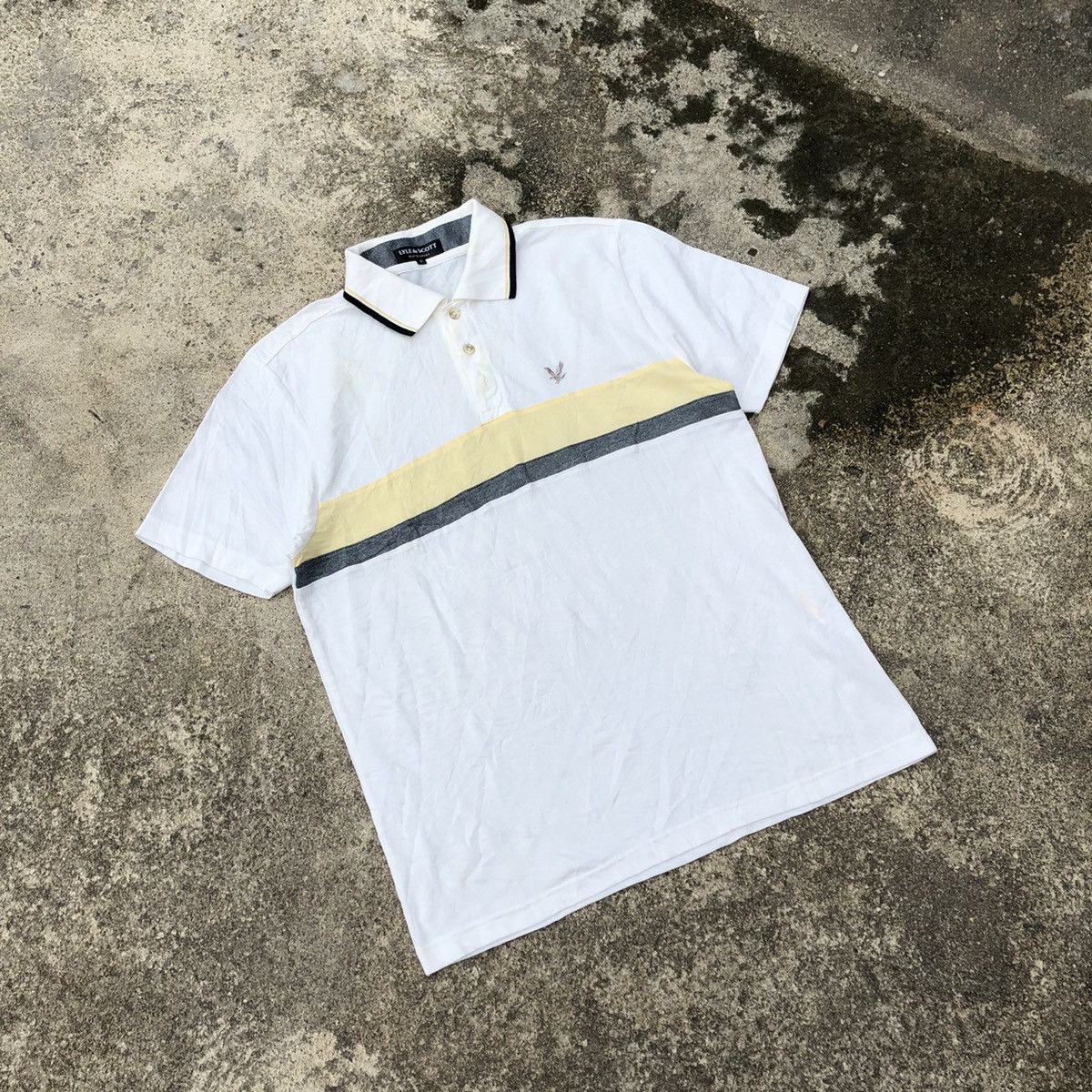 Designer × Lyle & Scott × Vintage Rare Vintage Lyle & Scott Black Label Stripes Polo Shirts Size US S / EU 44-46 / 1 - 1 Thumbnail
