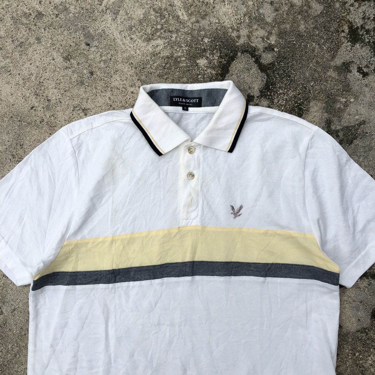 Designer × Lyle & Scott × Vintage Rare Vintage Lyle & Scott Black Label Stripes Polo Shirts Size US S / EU 44-46 / 1 - 2 Thumbnail
