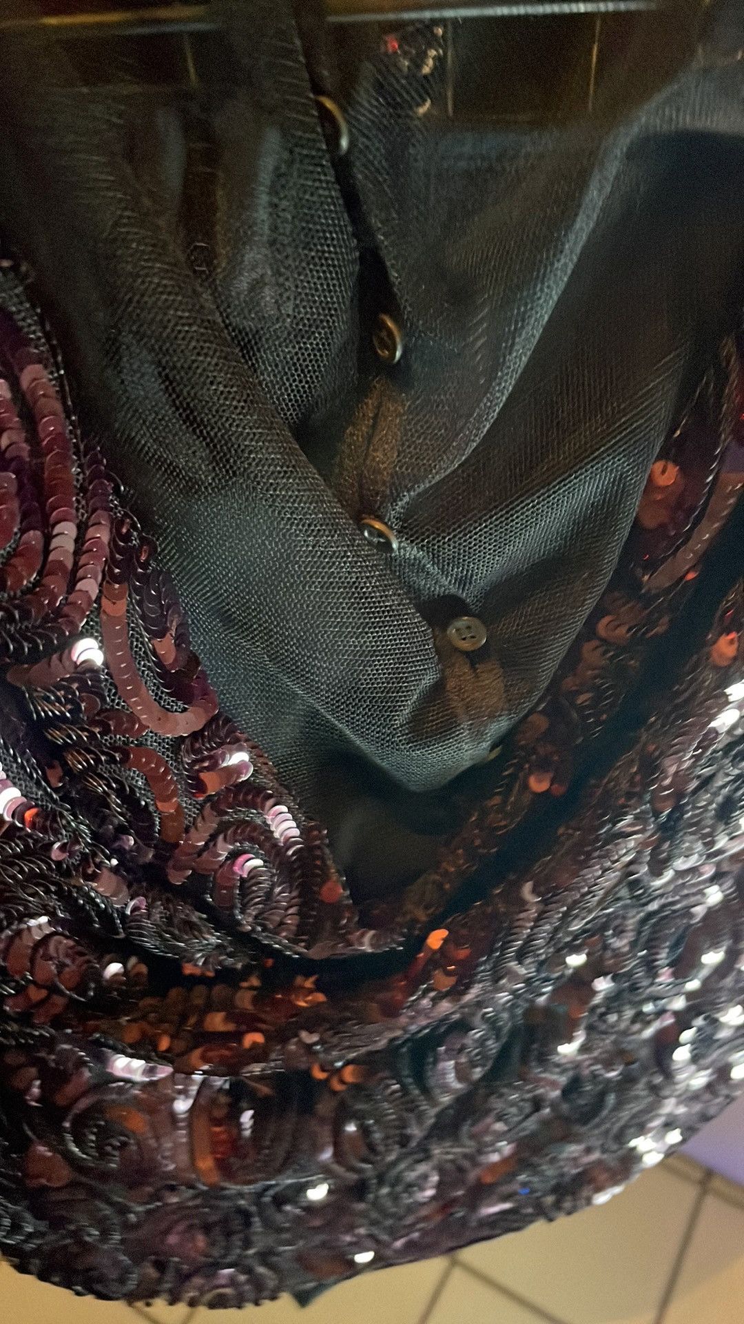 Dries Van Noten Carti sequins layered top black net mesh Size S / US 4 / IT 40 - 4 Thumbnail