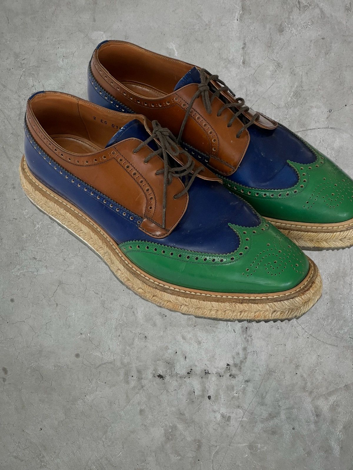 Prada SS/11 Prada Wingtip Woven Sole Brogues Size US 10 / EU 43 - 2 Thumbnail