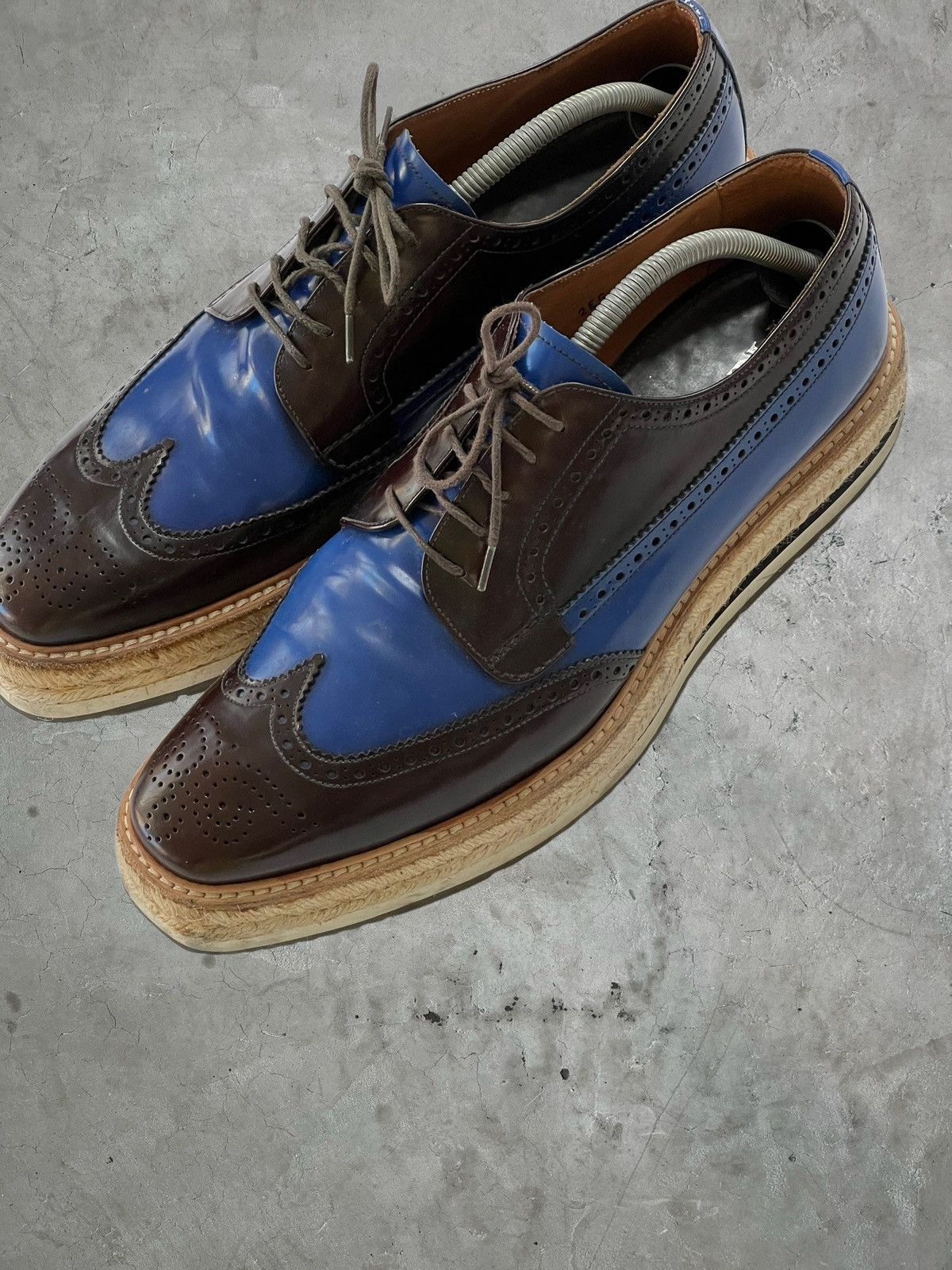Prada SS/11 Prada Wingtip Woven Sole Brogues Size US 10.5 / EU 43-44 - 3 Thumbnail