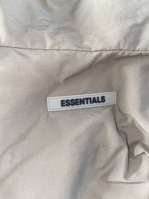 fear of god essentials puffer jacket cement