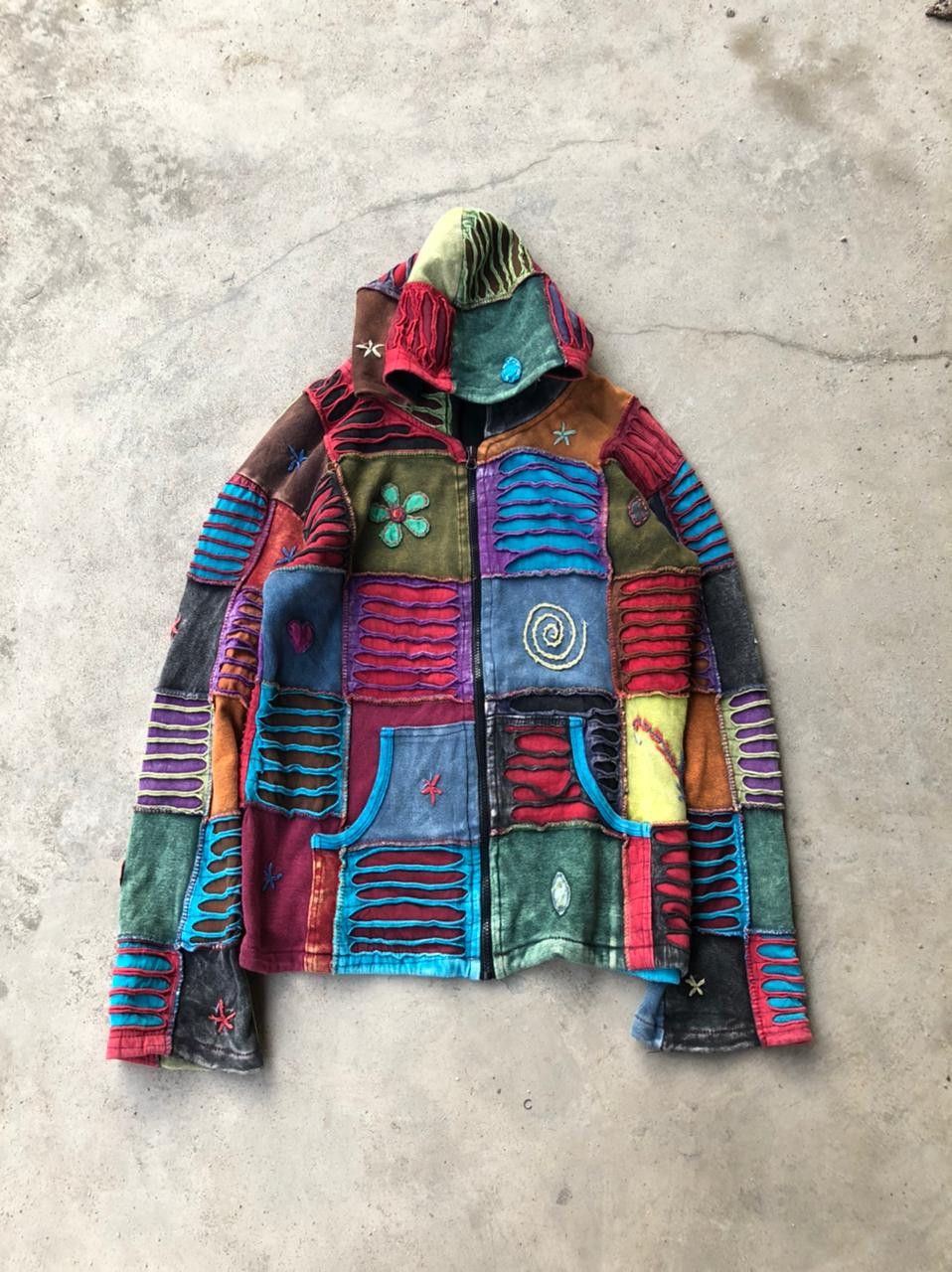 Handmade × Japanese Brand Multicolour Patchwork Ziphoodie Size US M / EU 48-50 / 2 - 1 Thumbnail