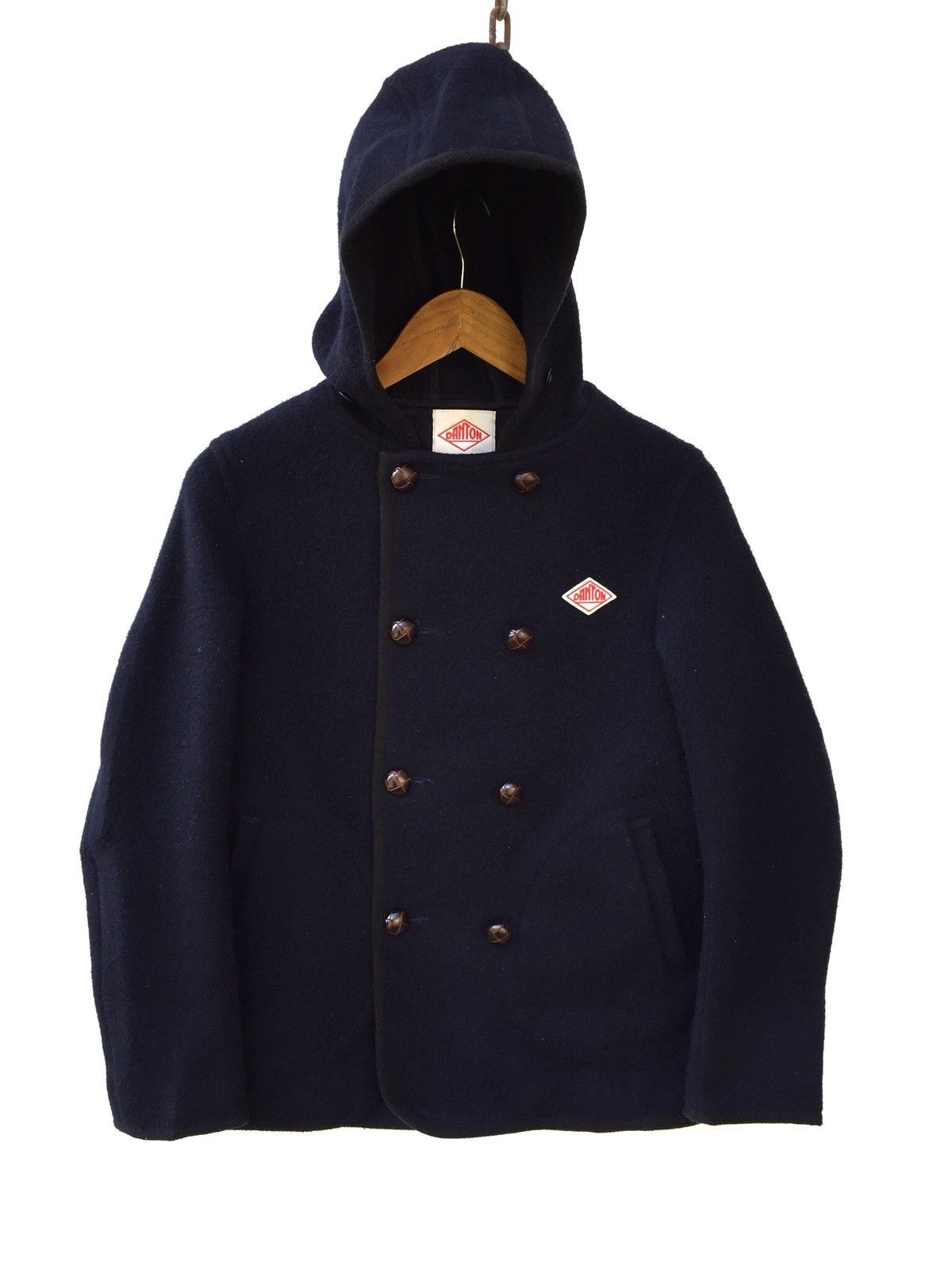 image of Danton Wool Navy Blue Hoodie Jacket, Men's (Size Small)