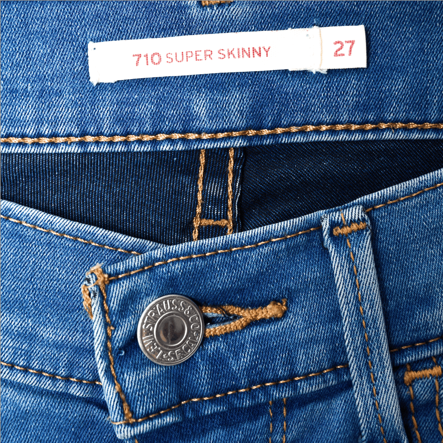 Levi's 710 Super Skinny W27 L32 Blue Jeans Trousers Pants Mid Rise Size 27" / US 4 / IT 40 - 4 Thumbnail