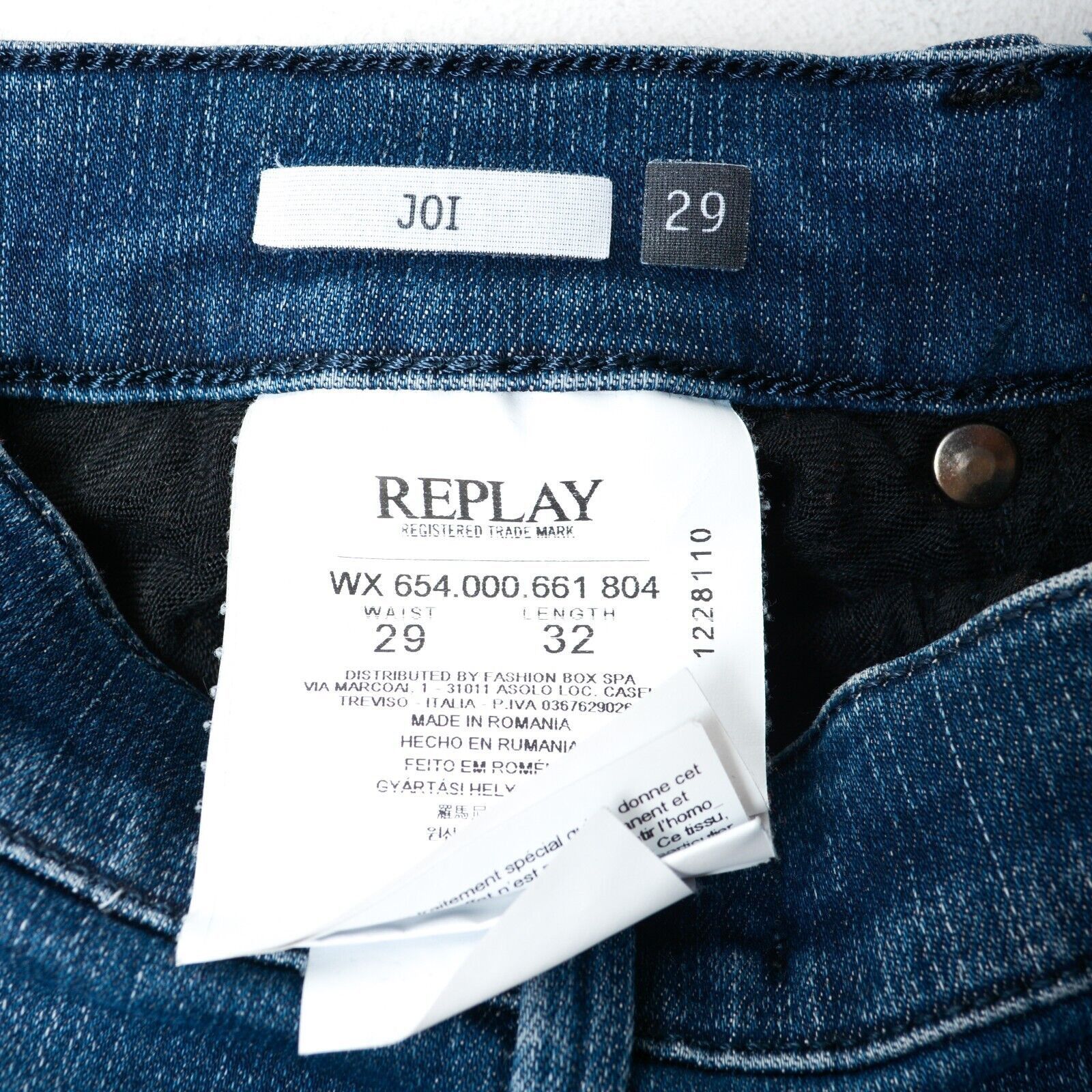 Replay JOI W29 L32 Denim Jeans Skinny Mid Rise Trousers Pants Size 29" - 6 Thumbnail