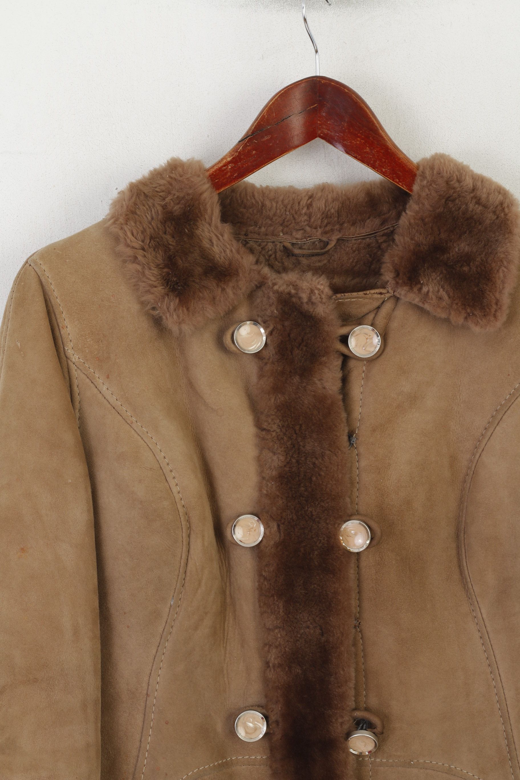 Vintage Vintage Women 44 S Coat Beige Leather 3207 Size S / US 4 / IT 40 - 3 Thumbnail