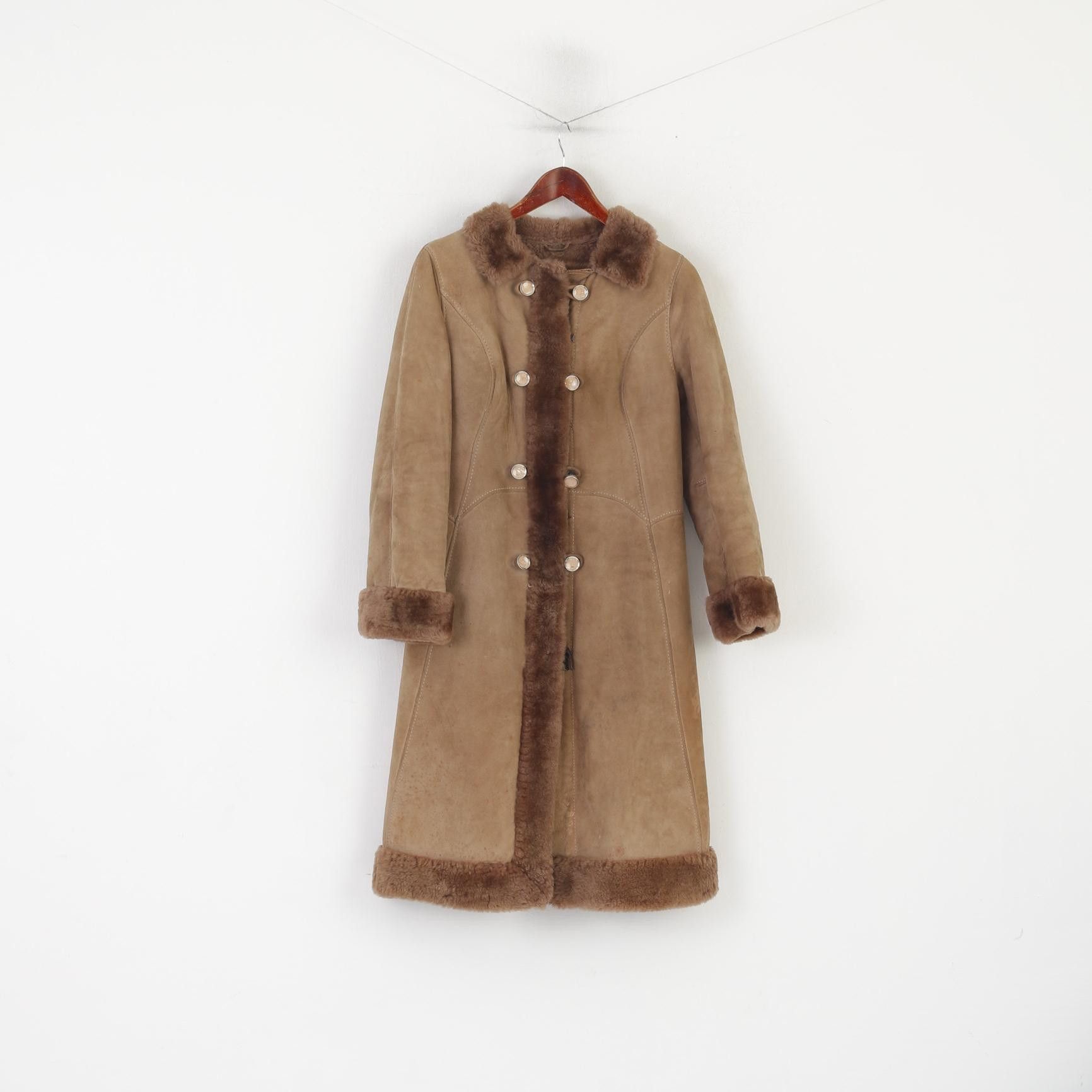 Vintage Vintage Women 44 S Coat Beige Leather 3207 Size S / US 4 / IT 40 - 2 Thumbnail