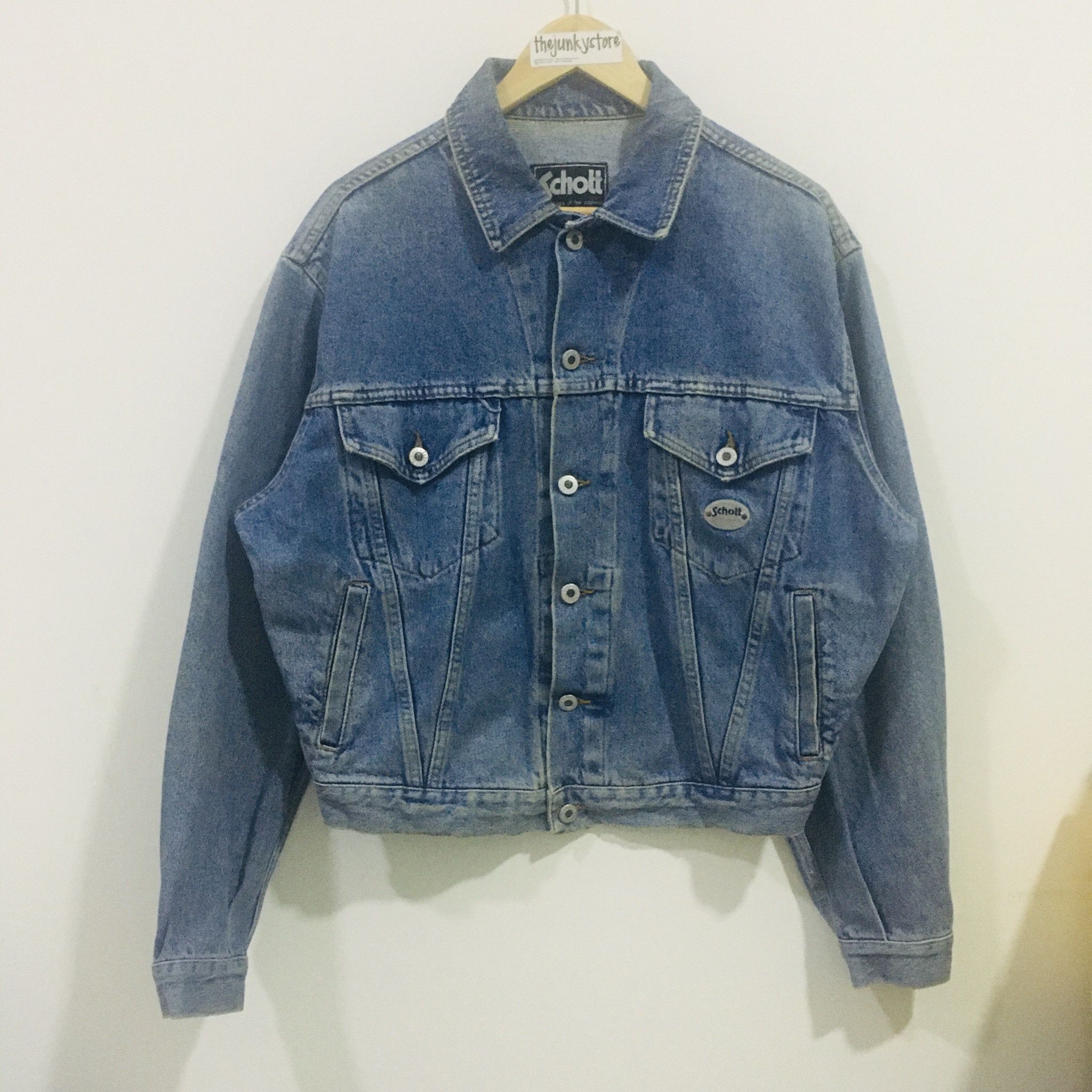 Schott Vintage x Schott Denim Jacket Mada in Italy Size US S / EU 44-46 / 1 - 1 Thumbnail