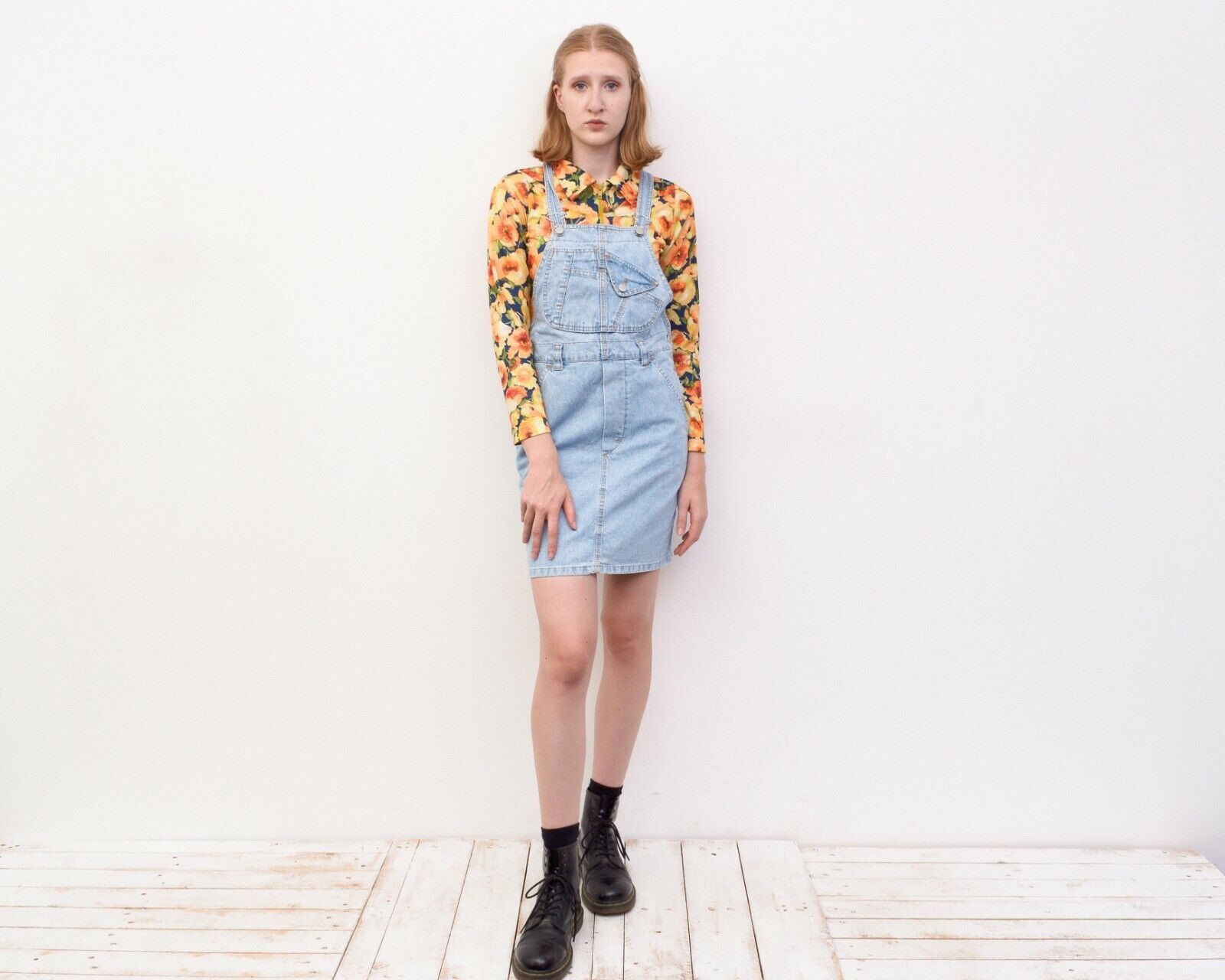 Other × Vintage Y2K Women Denim Dungaree Pinafore Dress Button Sarafan Jeans Size XS / US 0-2 / IT 36-38 - 4 Thumbnail