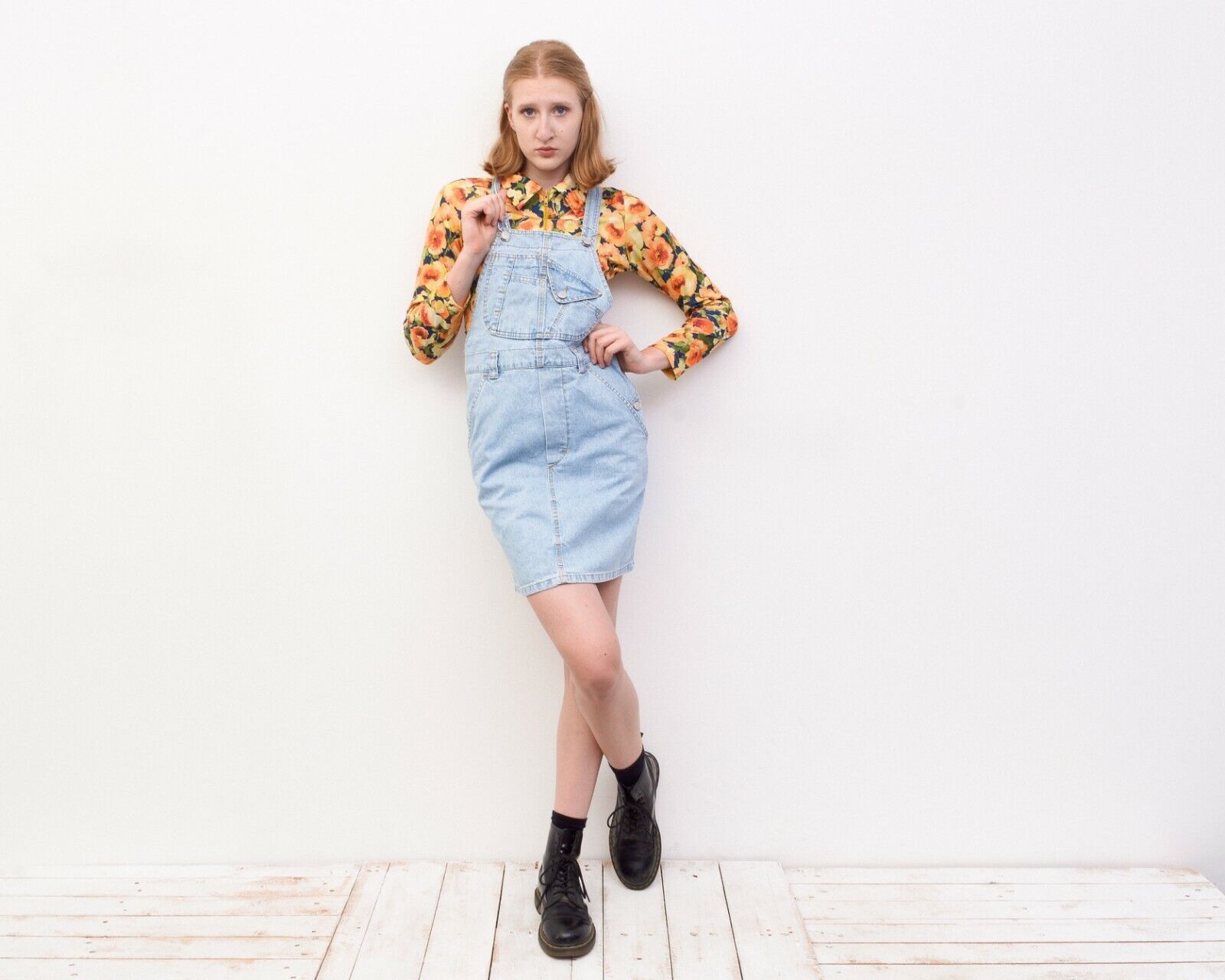 Other × Vintage Y2K Women Denim Dungaree Pinafore Dress Button Sarafan Jeans Size XS / US 0-2 / IT 36-38 - 2 Thumbnail