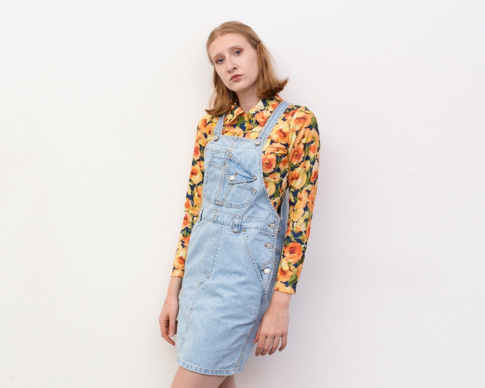Other × Vintage Y2K Women Denim Dungaree Pinafore Dress Button Sarafan Jeans Size XS / US 0-2 / IT 36-38 - 3 Thumbnail