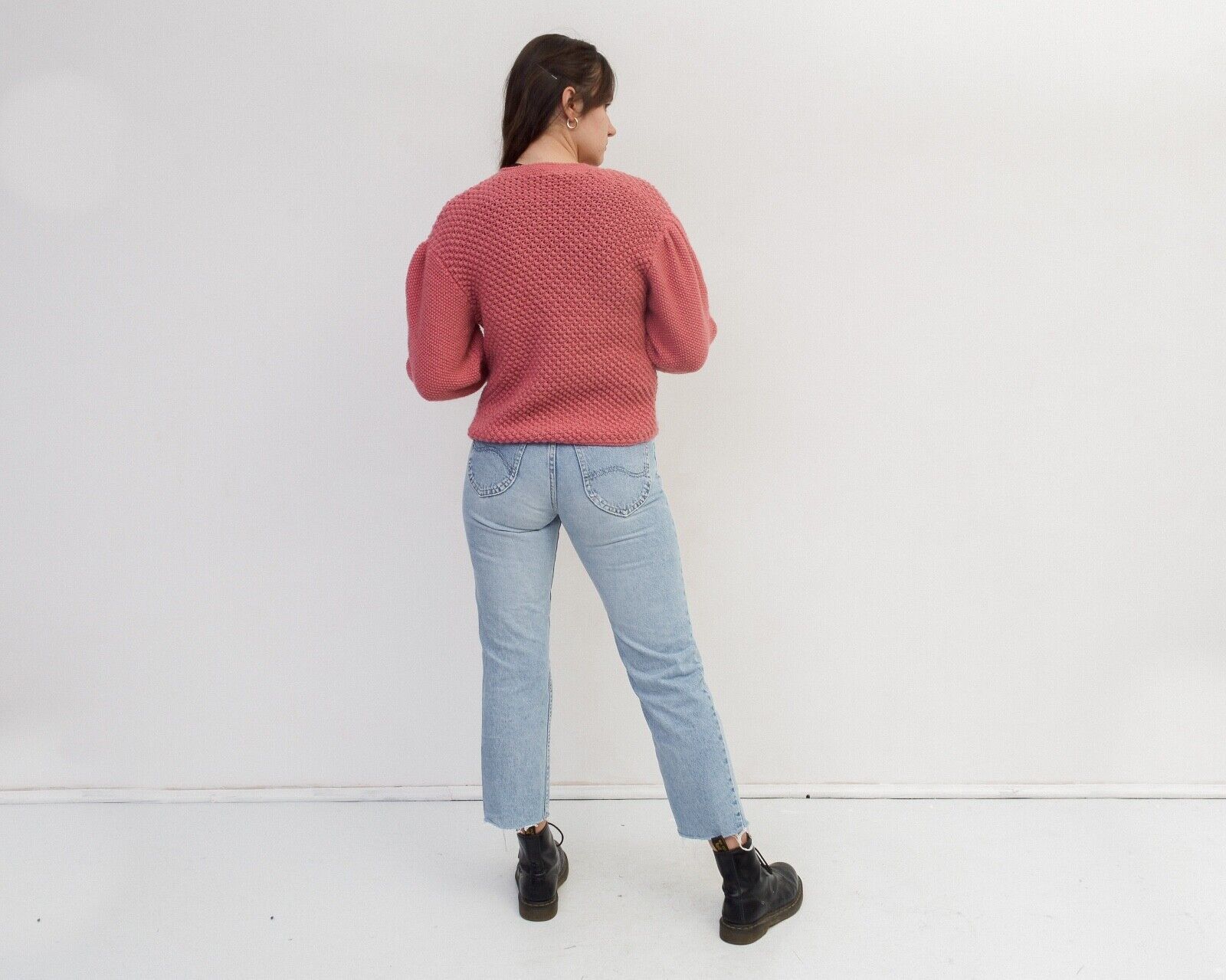 Other × Vintage Wool Cardigan Jacket Blazer Warm Knitwear Pink Puffy Sleeves Size L / US 10 / IT 46 - 4 Thumbnail