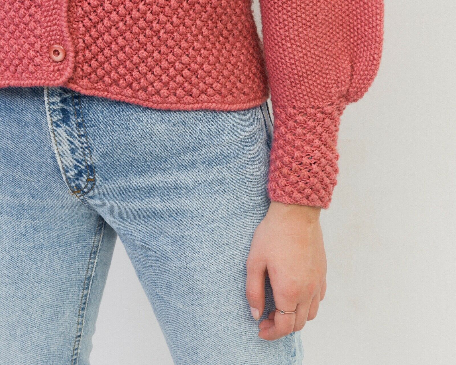 Other × Vintage Wool Cardigan Jacket Blazer Warm Knitwear Pink Puffy Sleeves Size L / US 10 / IT 46 - 6 Thumbnail
