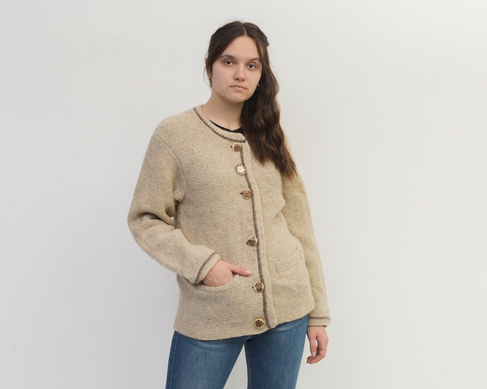 Vintage Hammerschmid Jacket Trachten Cardigan Sweater jumper tracht Size M / US 6-8 / IT 42-44 - 2 Thumbnail