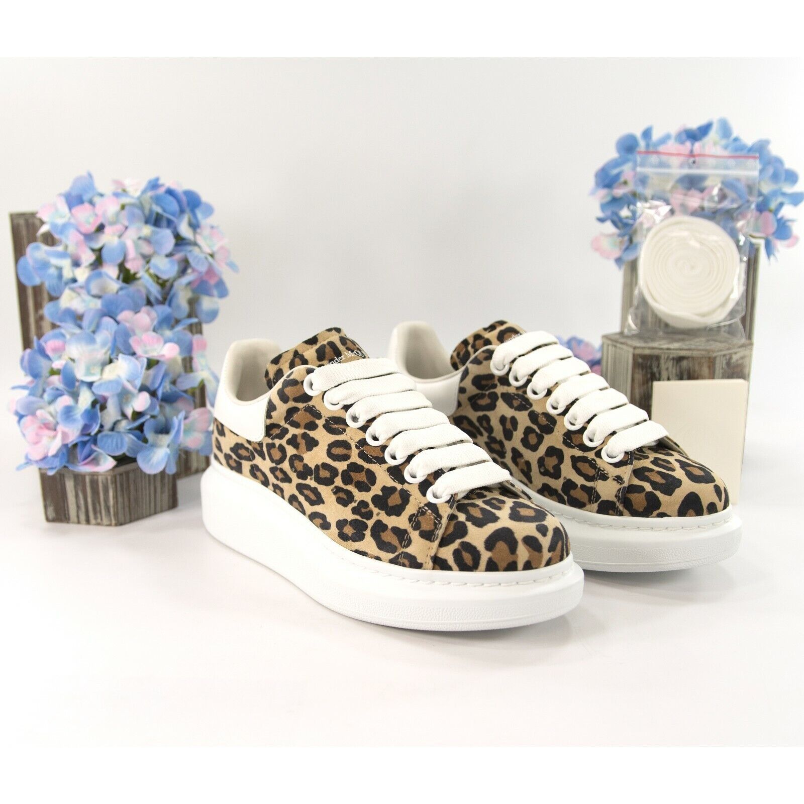 Alexander McQueen Oversized Leopard Suede Lambskin Leather S