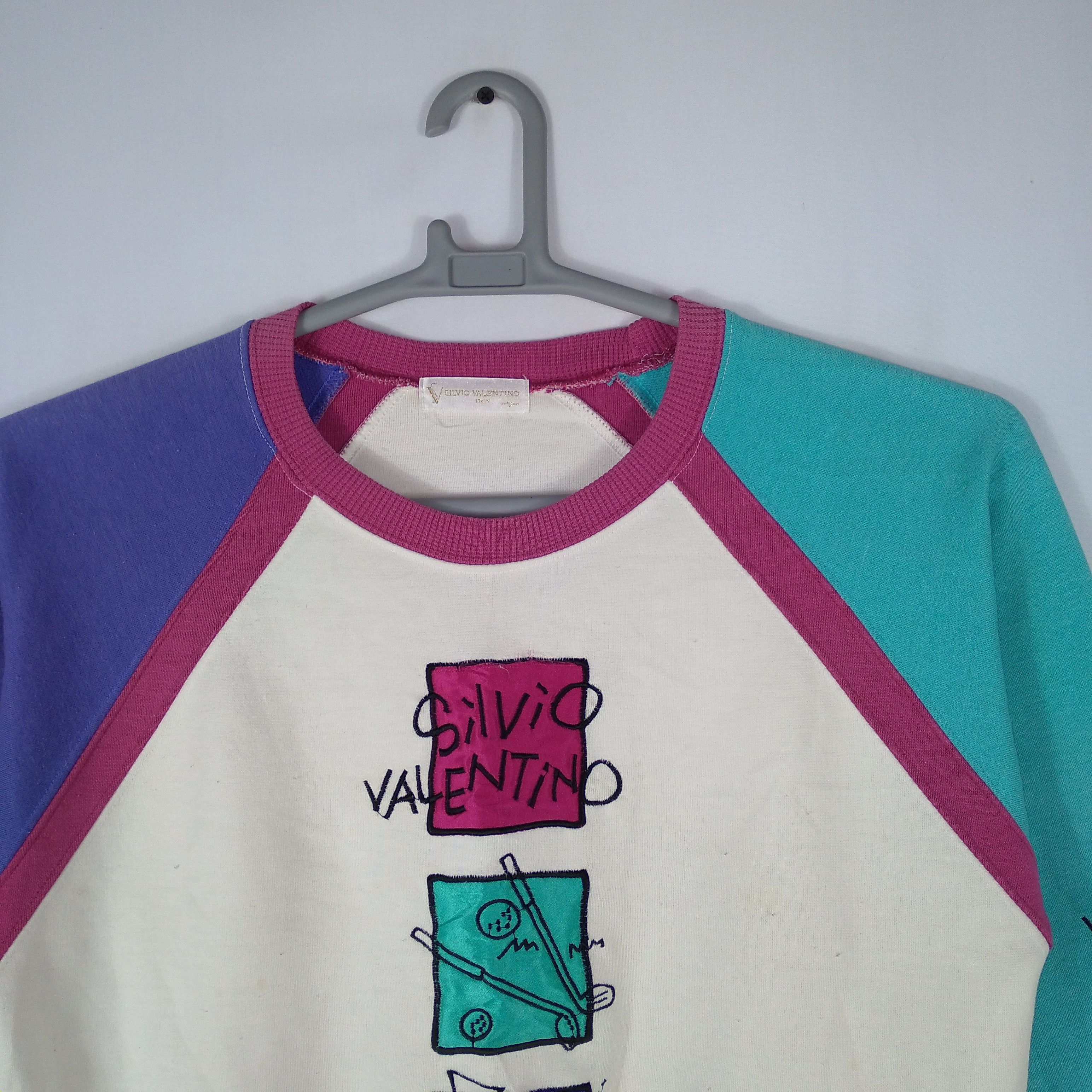 Designer × Vintage Silvio Valentino Colourful Embroidery Spellout Sweatshirts Size US XS / EU 42 / 0 - 2 Thumbnail
