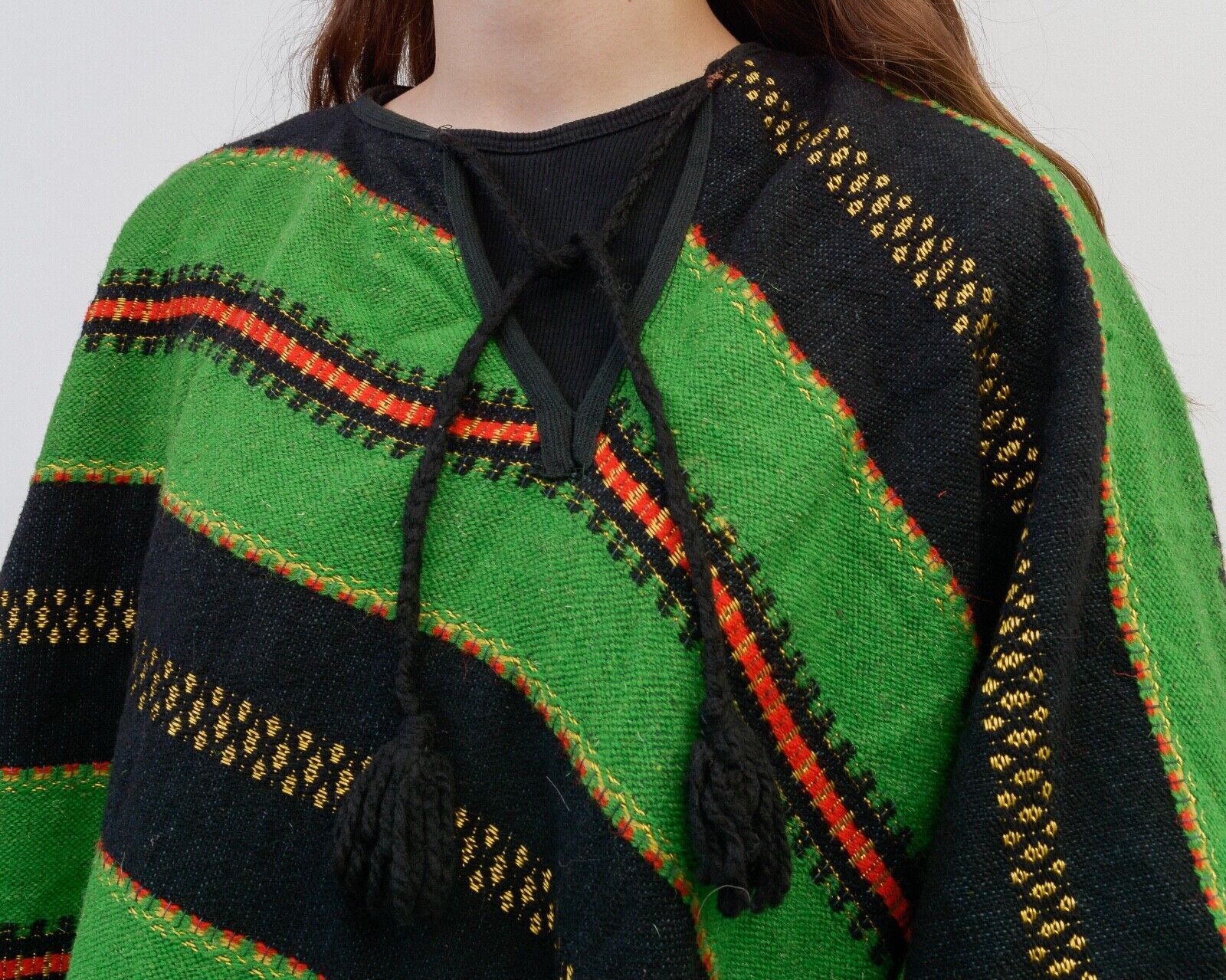 Aztech Mountain × Vintage Wool Knit Aztec Poncho Southwest Sweater Cape Boho Hippie Size ONE SIZE - 7 Thumbnail