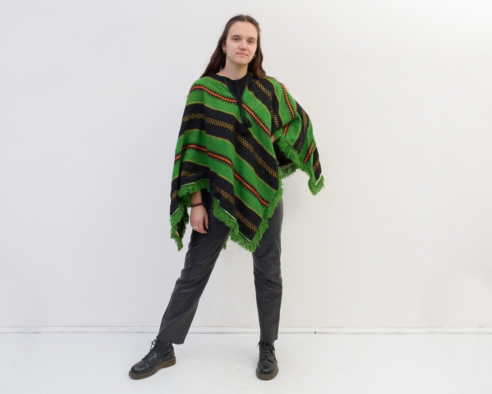 Aztech Mountain × Vintage Wool Knit Aztec Poncho Southwest Sweater Cape Boho Hippie Size ONE SIZE - 3 Thumbnail
