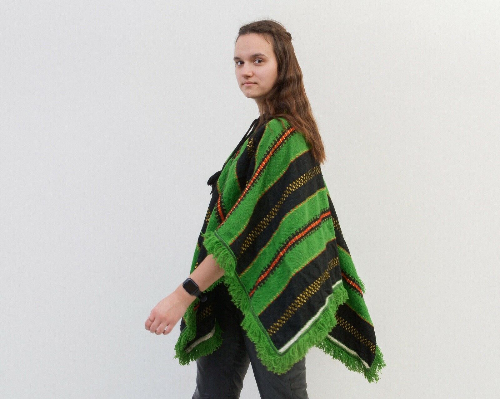 Aztech Mountain × Vintage Wool Knit Aztec Poncho Southwest Sweater Cape Boho Hippie Size ONE SIZE - 2 Thumbnail
