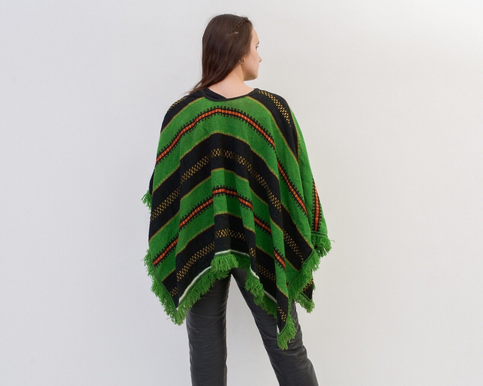 Aztech Mountain × Vintage Wool Knit Aztec Poncho Southwest Sweater Cape Boho Hippie Size ONE SIZE - 6 Thumbnail