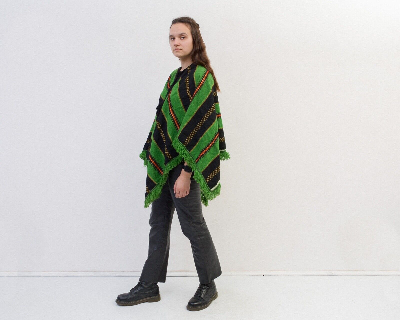 Aztech Mountain × Vintage Wool Knit Aztec Poncho Southwest Sweater Cape Boho Hippie Size ONE SIZE - 5 Thumbnail