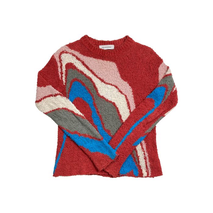 Kiko Kostadinov 00052018 Red Delva Intarsia Knit Sweater | Grailed