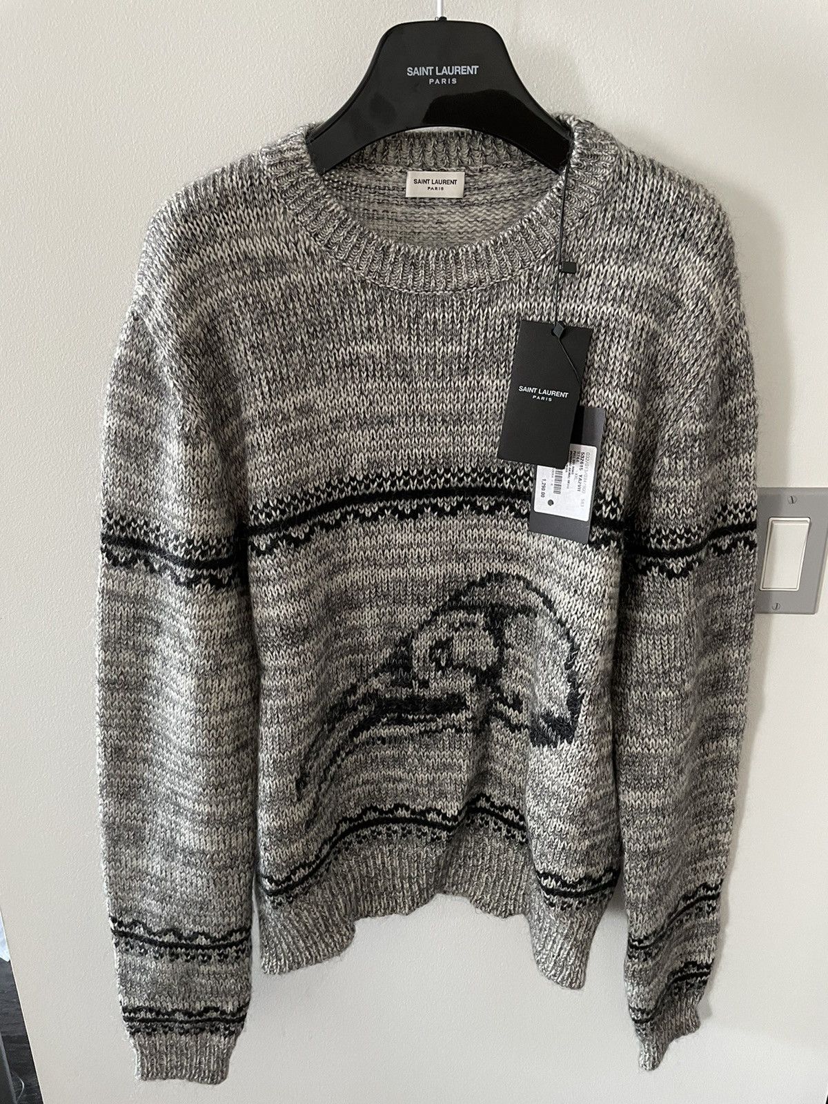 Hedi Slimane × Saint Laurent Paris × Yves Saint Laurent $1,450 Value Jacquard Saint Laurent Sweater Size US L / EU 52-54 / 3 - 19 Thumbnail