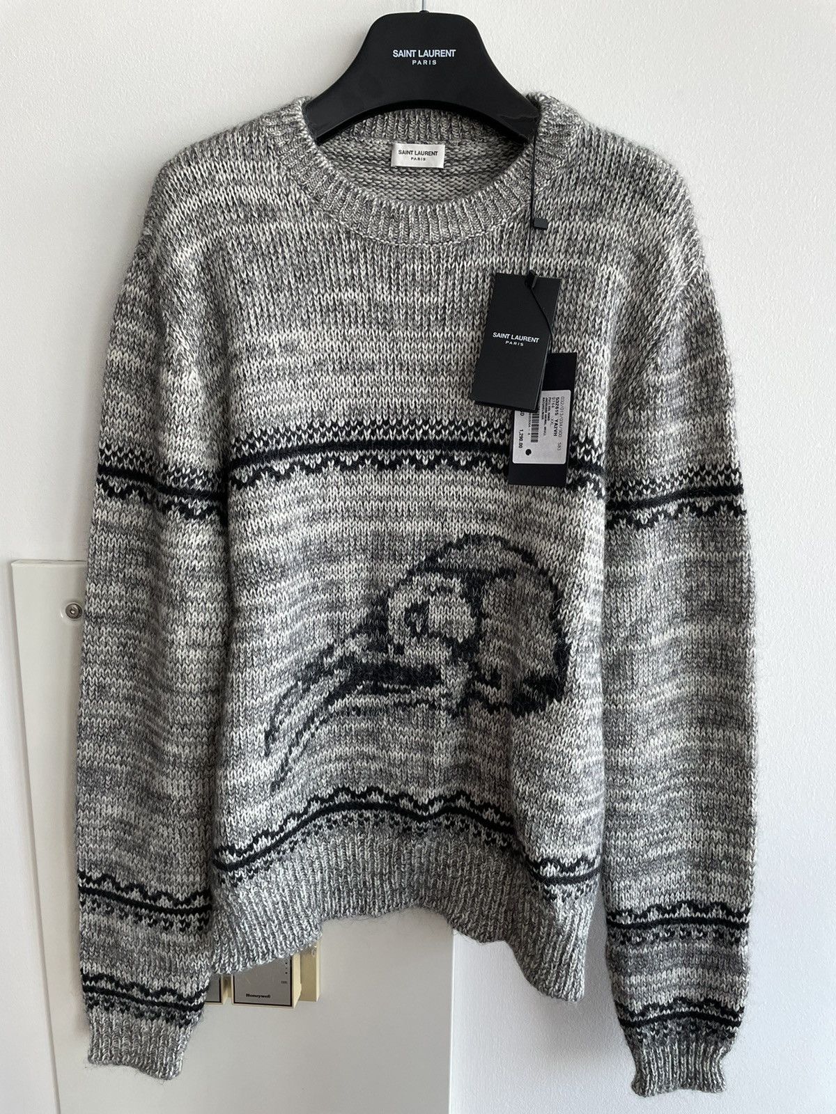 Hedi Slimane × Saint Laurent Paris × Yves Saint Laurent $1,450 Value Jacquard Saint Laurent Sweater Size US L / EU 52-54 / 3 - 17 Thumbnail