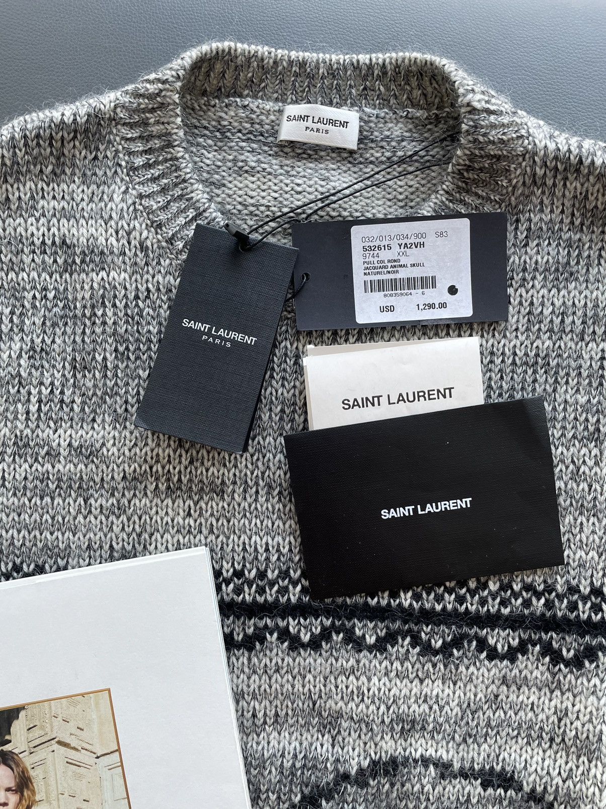 Hedi Slimane × Saint Laurent Paris × Yves Saint Laurent $1,450 Value Jacquard Saint Laurent Sweater Size US L / EU 52-54 / 3 - 6 Thumbnail