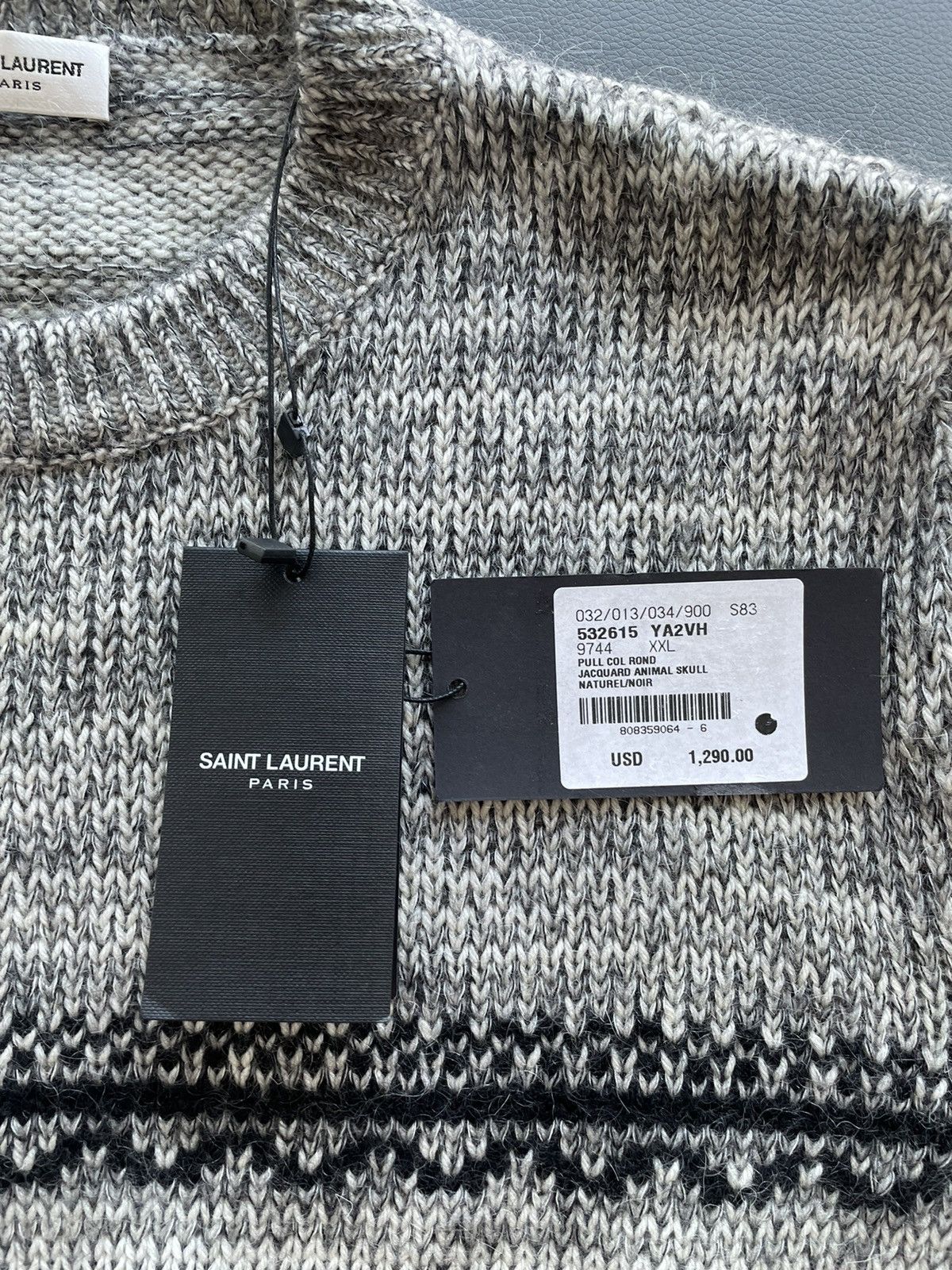 Hedi Slimane × Saint Laurent Paris × Yves Saint Laurent $1,450 Value Jacquard Saint Laurent Sweater Size US L / EU 52-54 / 3 - 4 Thumbnail