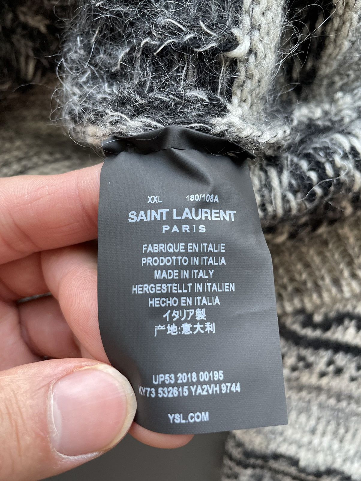 Hedi Slimane × Saint Laurent Paris × Yves Saint Laurent $1,450 Value Jacquard Saint Laurent Sweater Size US L / EU 52-54 / 3 - 8 Thumbnail