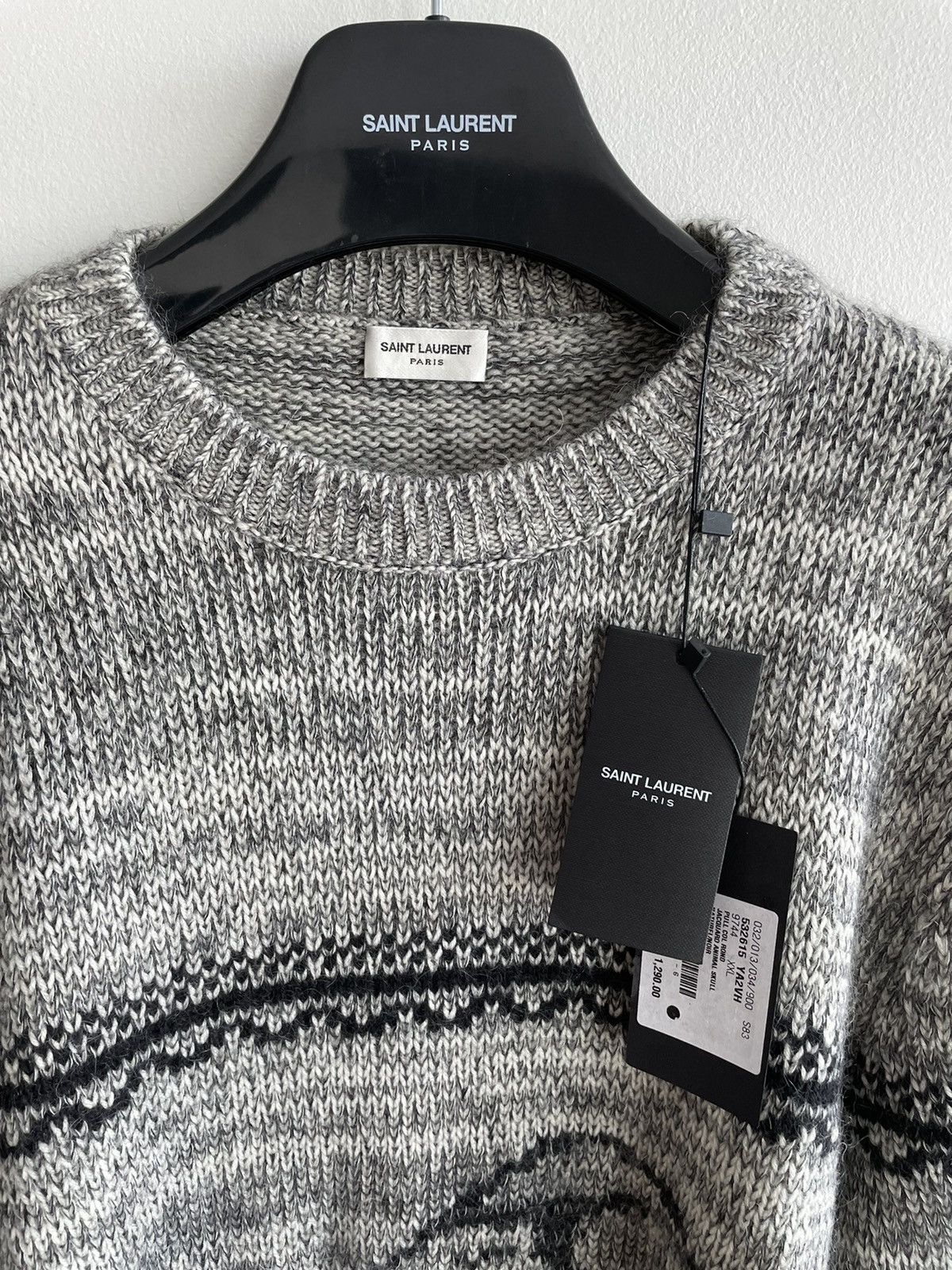 Hedi Slimane × Saint Laurent Paris × Yves Saint Laurent $1,450 Value Jacquard Saint Laurent Sweater Size US L / EU 52-54 / 3 - 14 Thumbnail