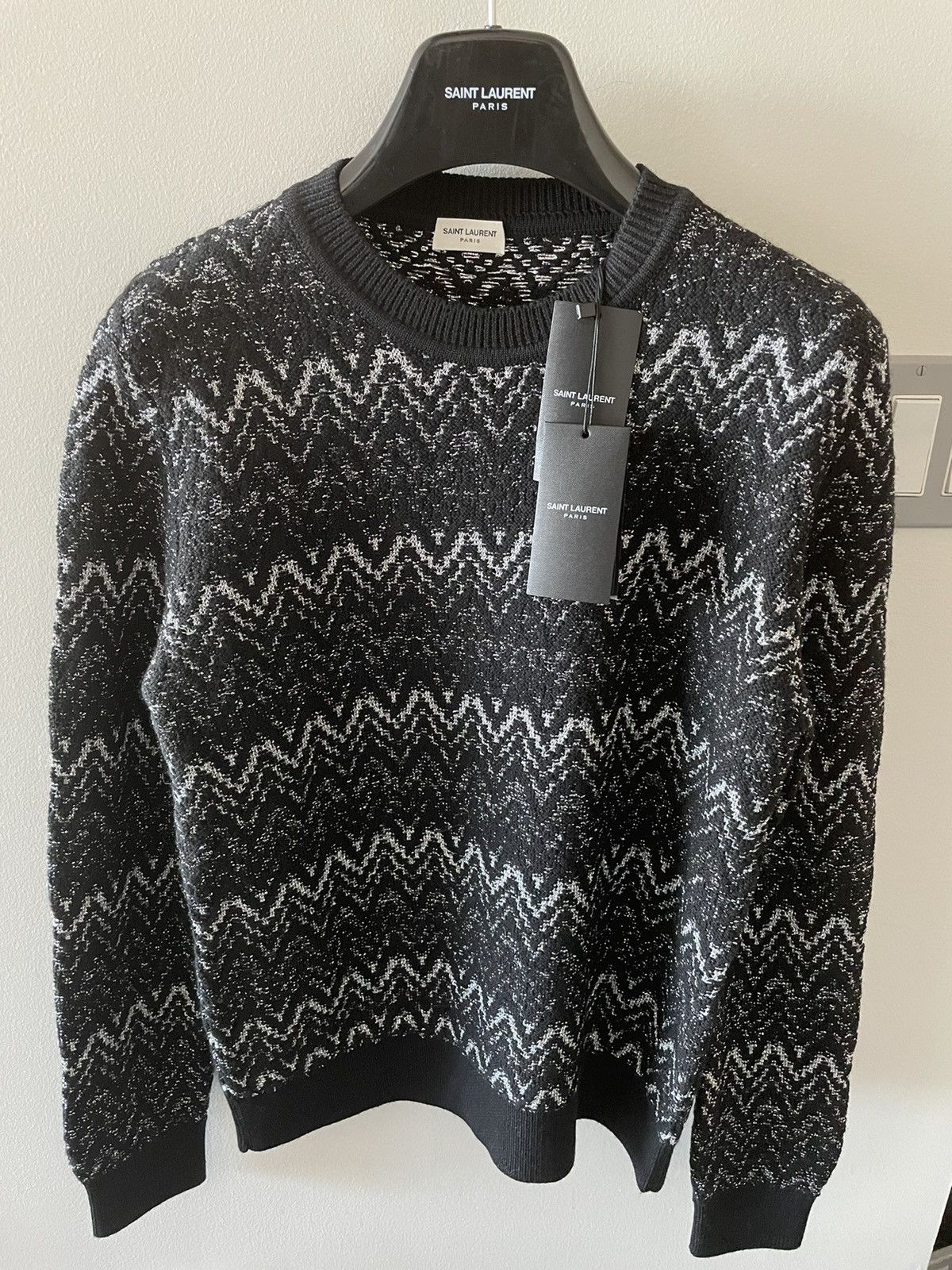 Hedi Slimane × Saint Laurent Paris × Yves Saint Laurent $1,550 Super Limited Runway Wool Saint Laurent Sweater Size US XL / EU 56 / 4 - 4 Thumbnail