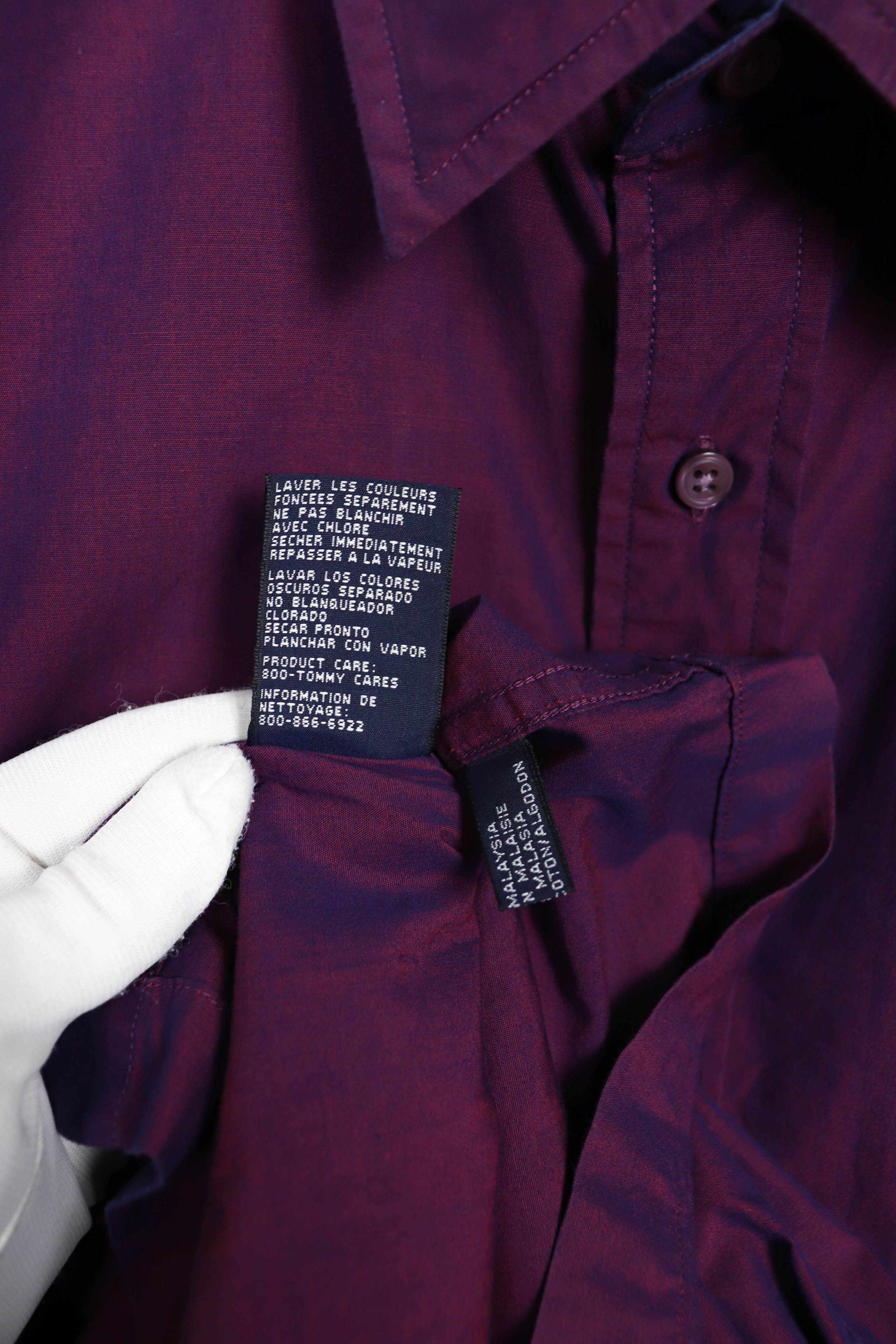 Tommy Hilfiger Tommy Hilfiger Vintage Shimmer Purple Cotton Button Shirt Size US L / EU 52-54 / 3 - 11 Thumbnail