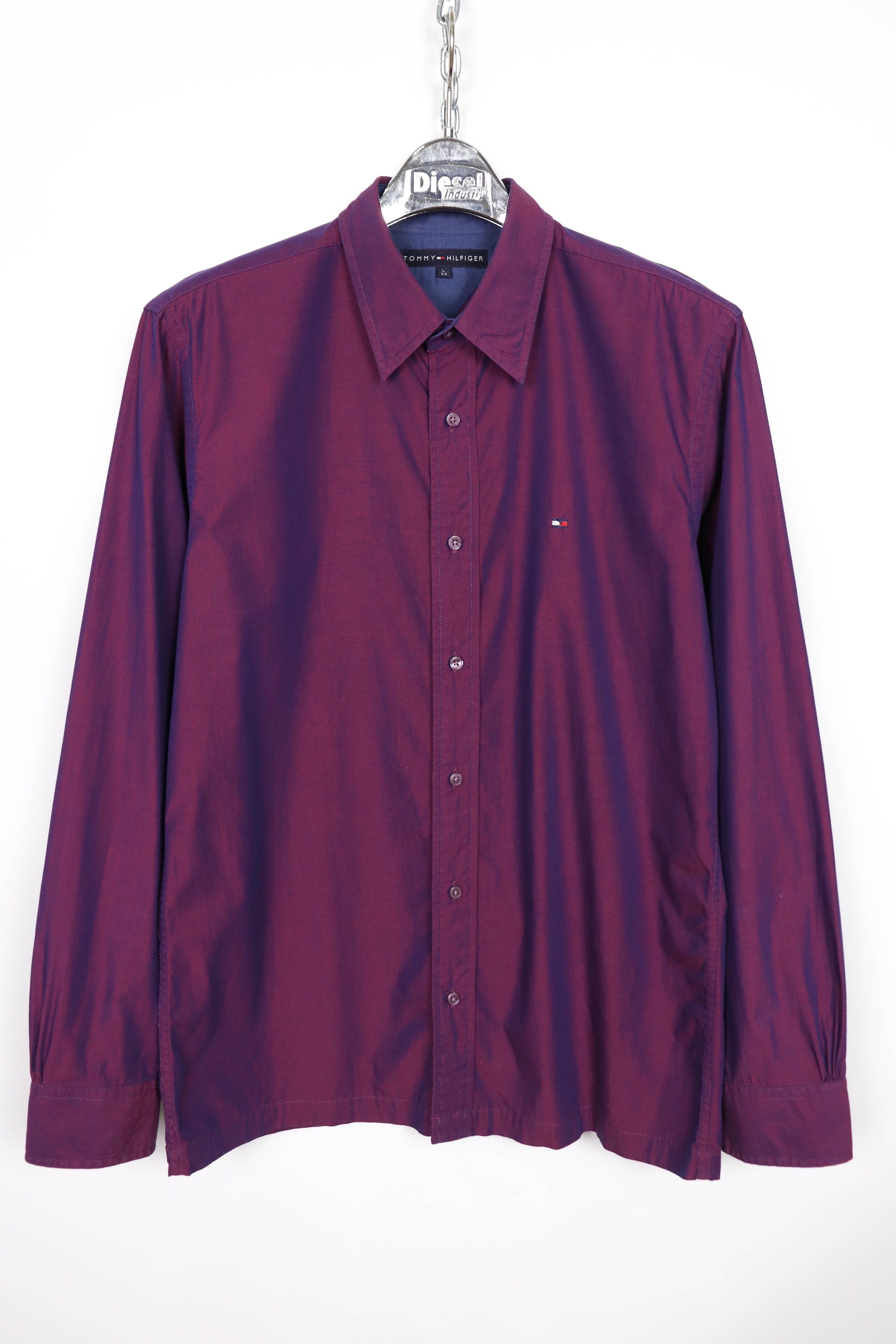 Tommy Hilfiger Tommy Hilfiger Vintage Shimmer Purple Cotton Button Shirt Size US L / EU 52-54 / 3 - 1 Thumbnail