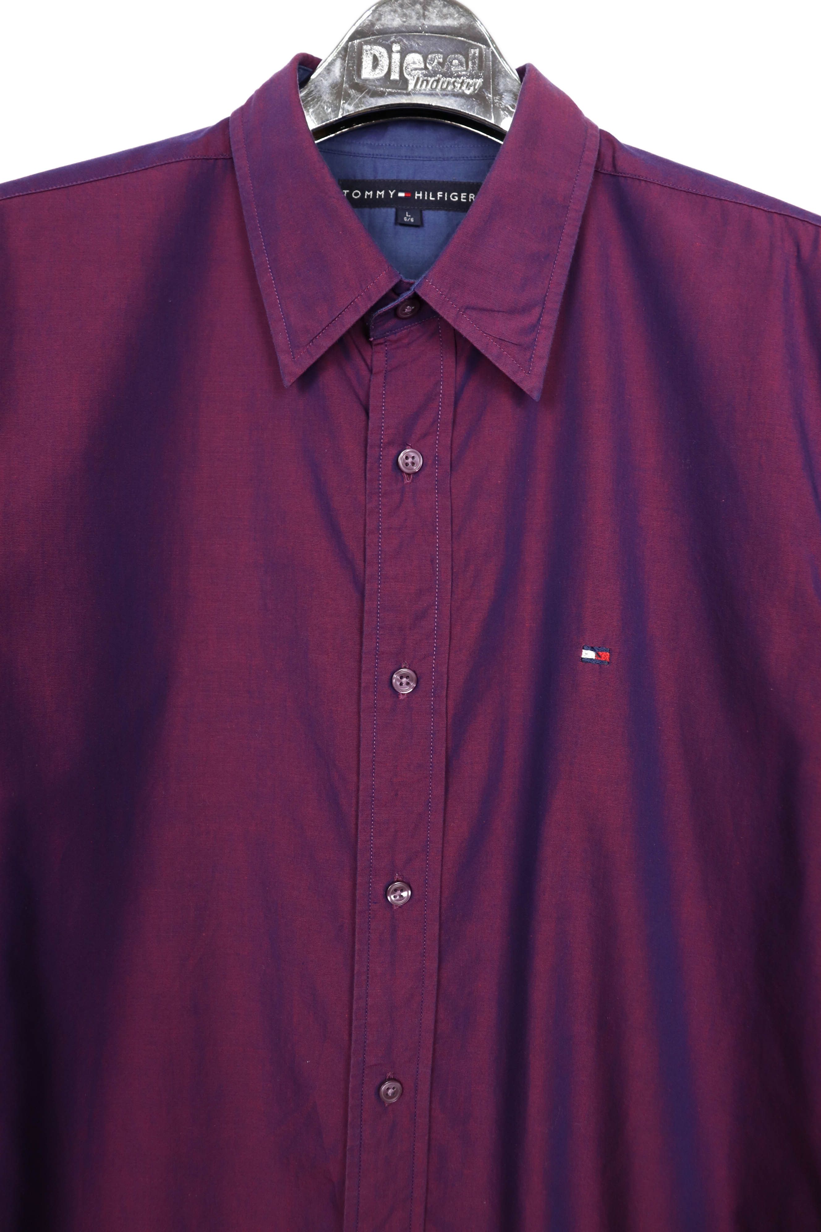 Tommy Hilfiger Tommy Hilfiger Vintage Shimmer Purple Cotton Button Shirt Size US L / EU 52-54 / 3 - 3 Thumbnail